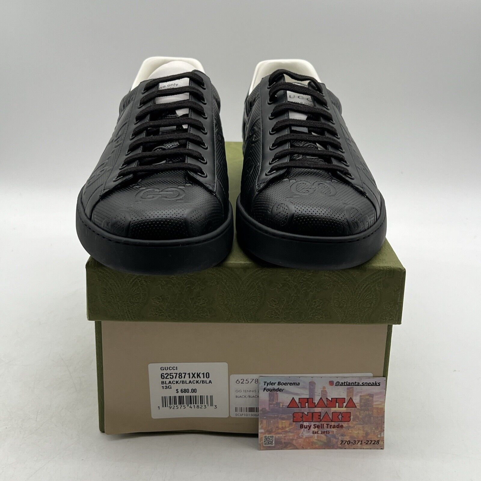 Size 13.5 GUCCI ACE GG EMBOSSED LEATHER SNEAKER SHOES