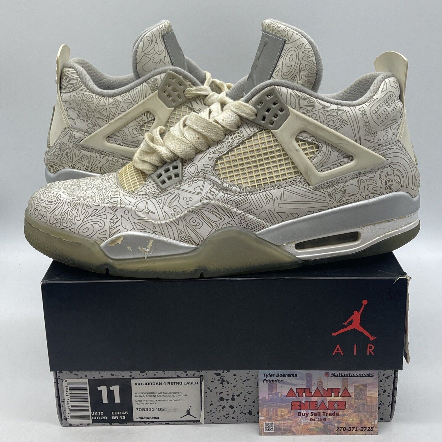 Size 11 - Air Jordan 4 Retro 30th Anniversary Laser Grey White (705333-105)