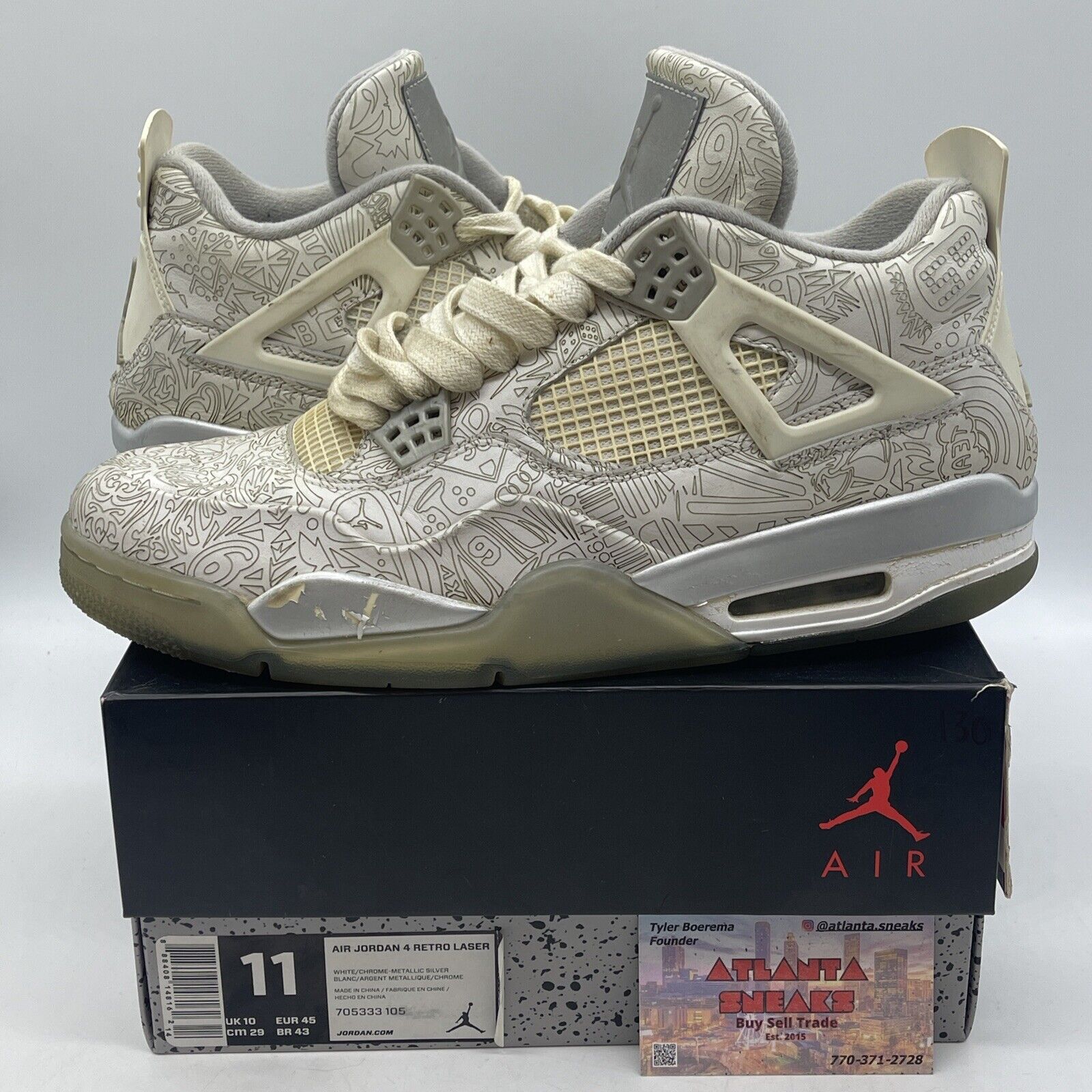 Size 11 - Air Jordan 4 Retro 30th Anniversary Laser Grey White (705333-105)