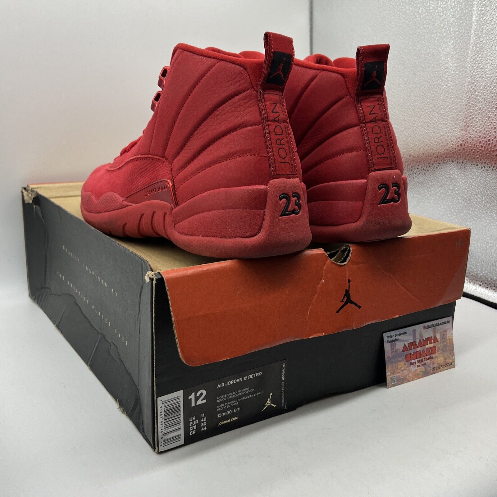 Size 12 - Air Jordan 12 Retro Gym Red Black Leather (130690-601)