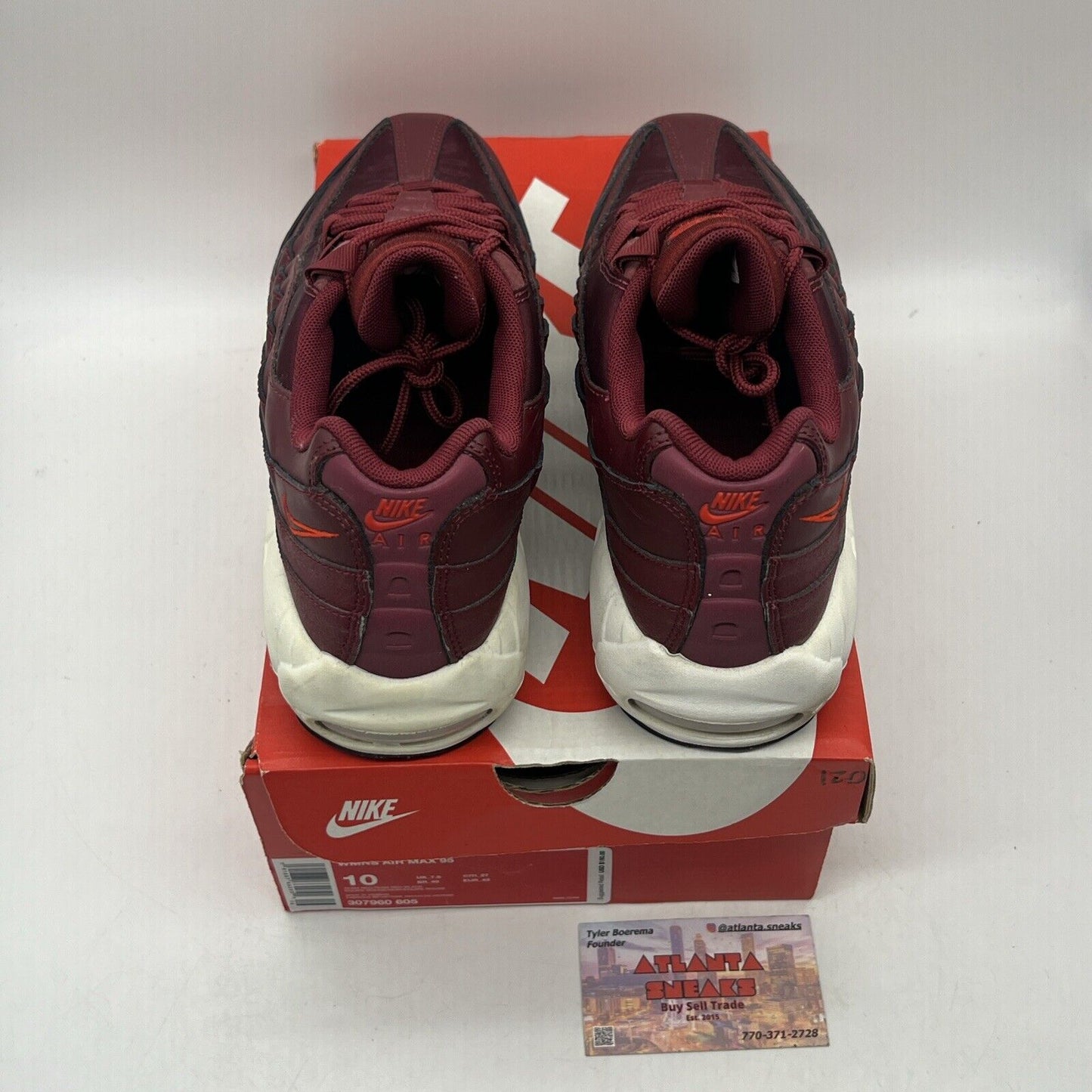 Size 10 - Nike Air Max 95 Team Red W Leather Maroon (307960-605)