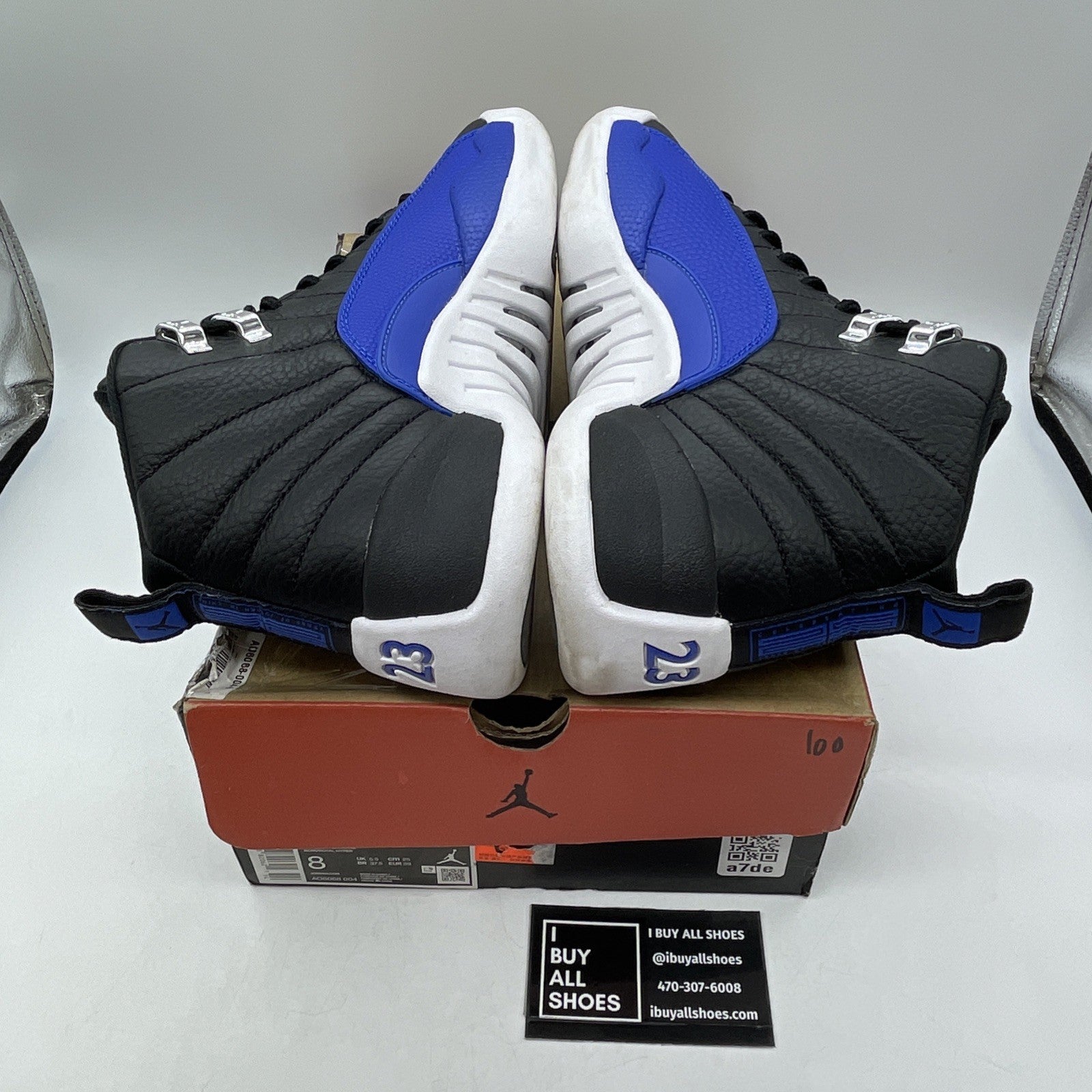 Size 8W - Air Jordan 12 Retro Hyper Royal Blue Black Leather (AO6068-004)