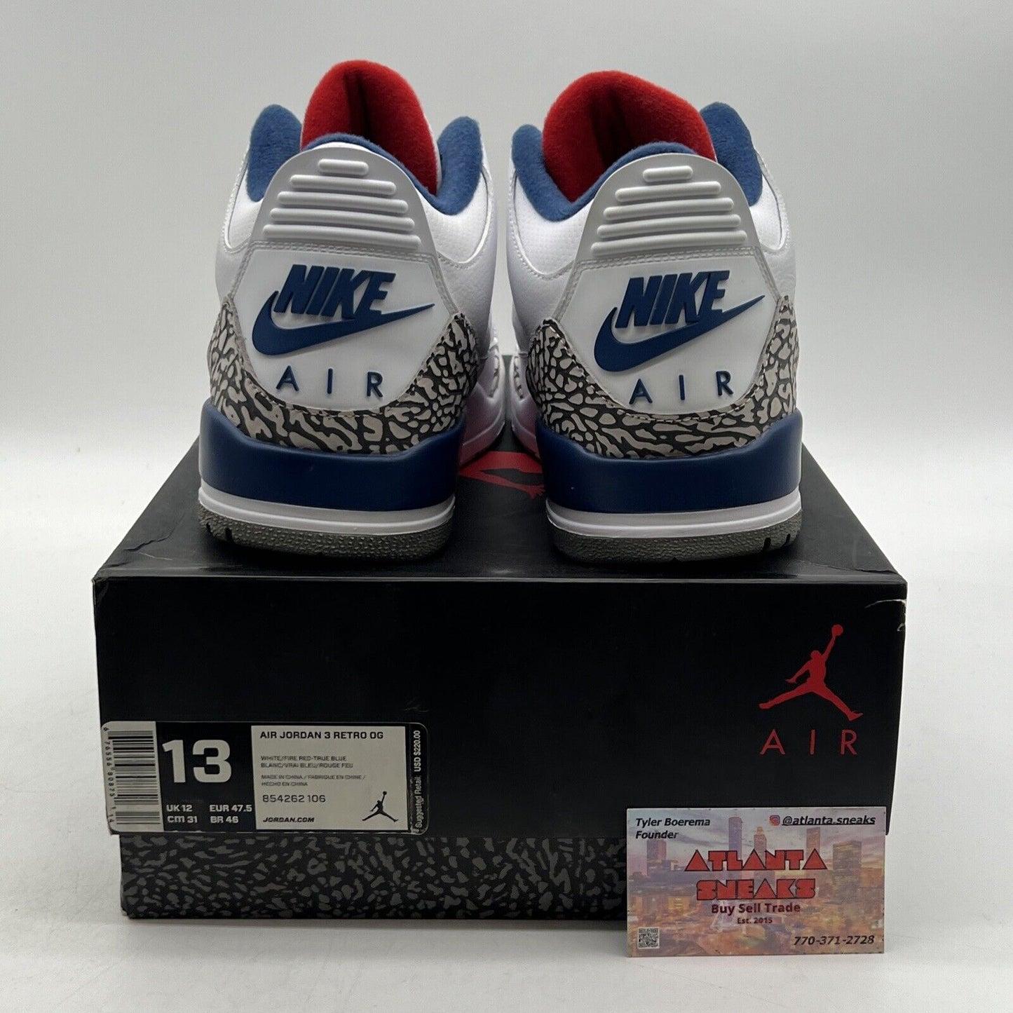 Size 13 - Jordan 3 Retro OG Mid True Blue Red White Leather (854262-106)