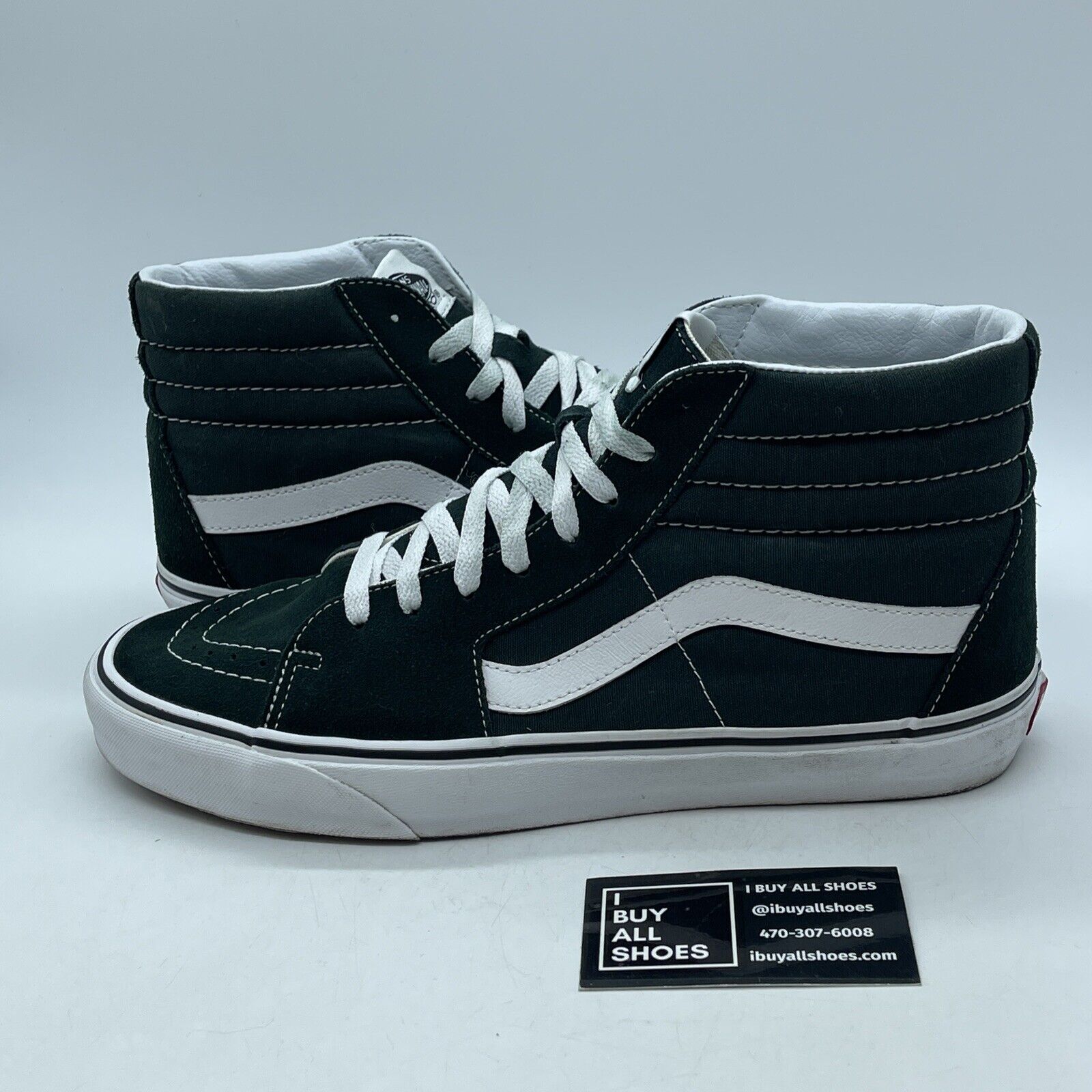 Size 12 - Vans Olive Green White Black Red Suede Leather High Top (751505)