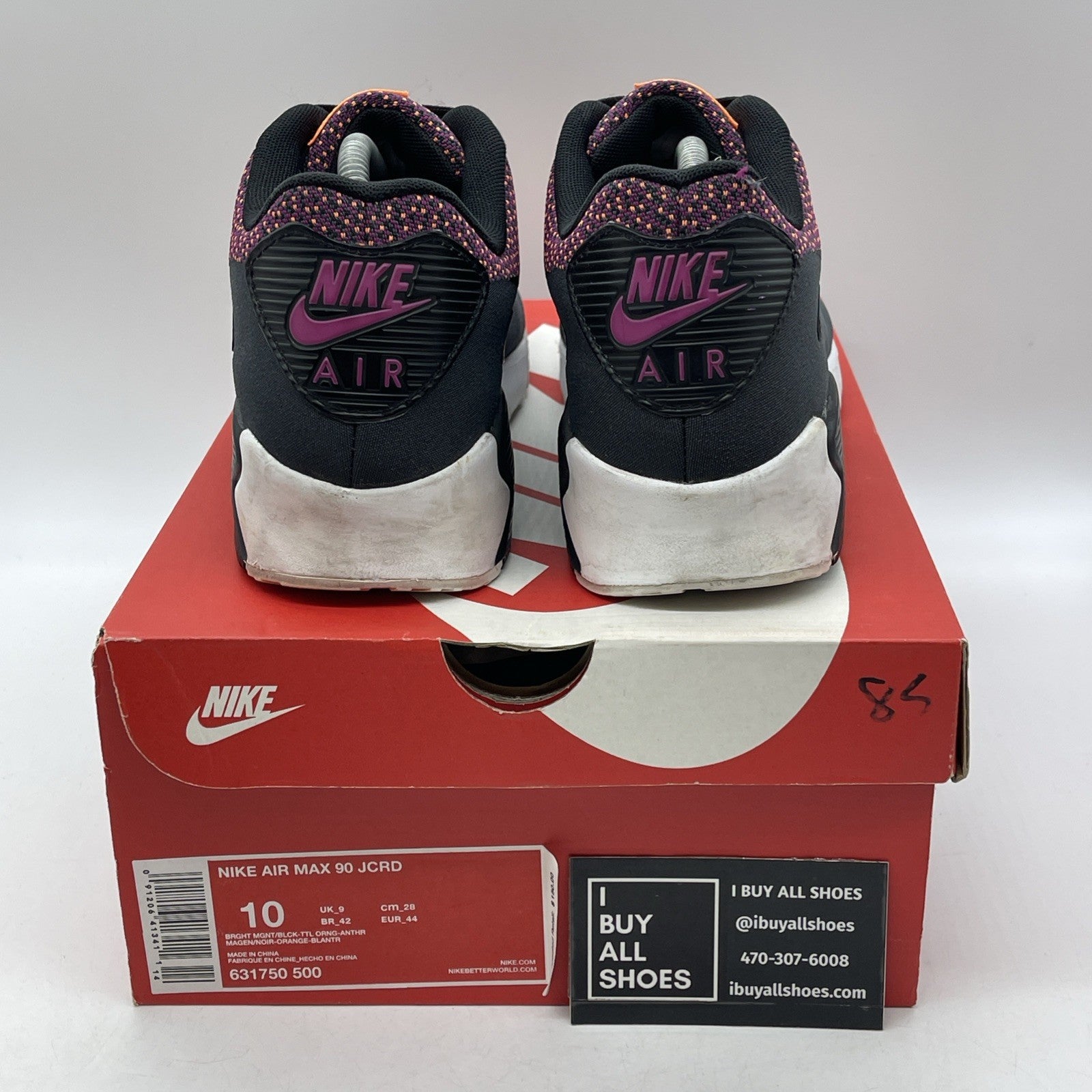 Size 10 - Nike Air Max 90 Jacquard Black Purple Orange Suede (631750-500)