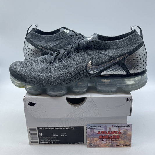 Size 9 - Nike Air VaporMax Flyknit 2 Chrome Grey Black Suede (942842-014)