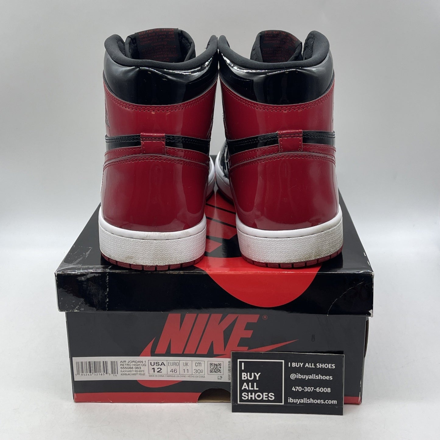 Size 12 - Air Jordan 1 Retro OG High Patent Bred (555088-063)