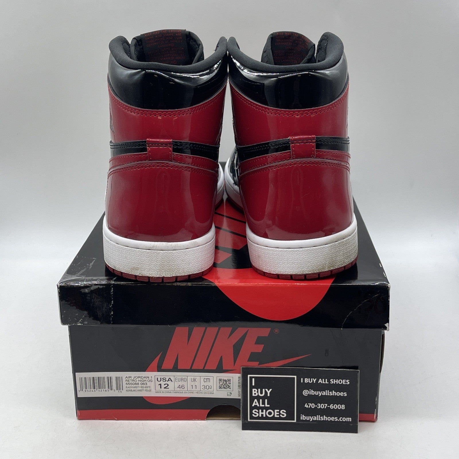 Size 12 - Air Jordan 1 Retro OG High Patent Bred (555088-063)
