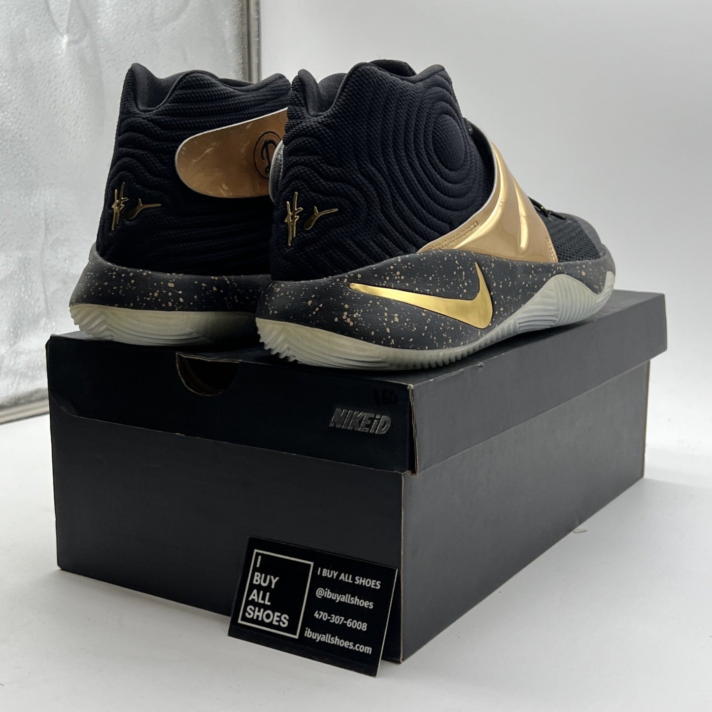 Size 13 - Nike Men's Black Gold Solid Kyrie Athletic Shoes (843253-995)
