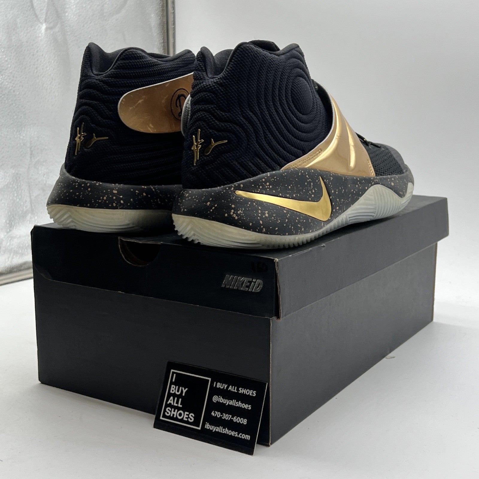 Size 13 - Nike Men's Black Gold Solid Kyrie Athletic Shoes (843253-995)