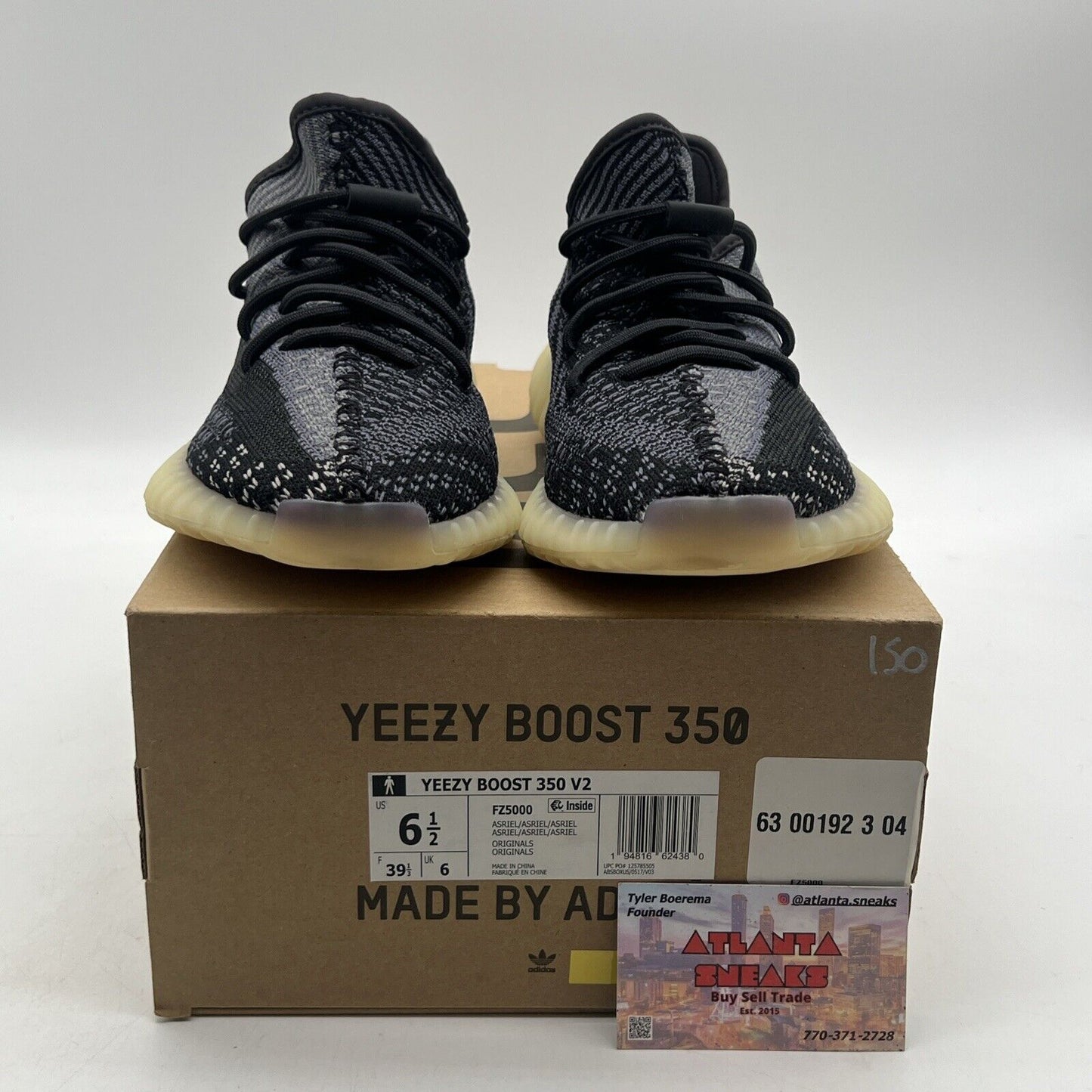 Size 6.5 - adidas Yeezy Boost 350 V2 Low Carbon Black Grey Cream (FZ5000)