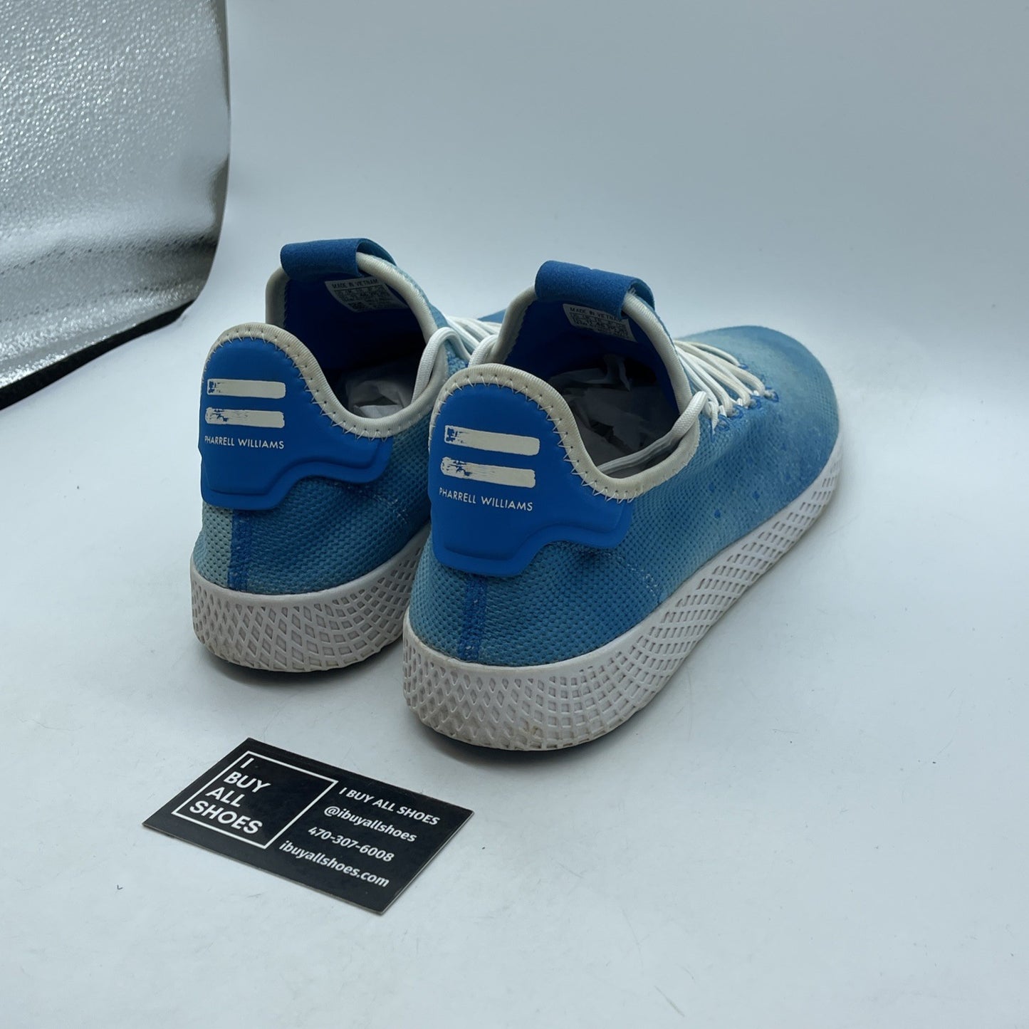 Size 11.5 - adidas Pharrell x Tennis Hu Holi Bright Blue Suede (DA9618)
