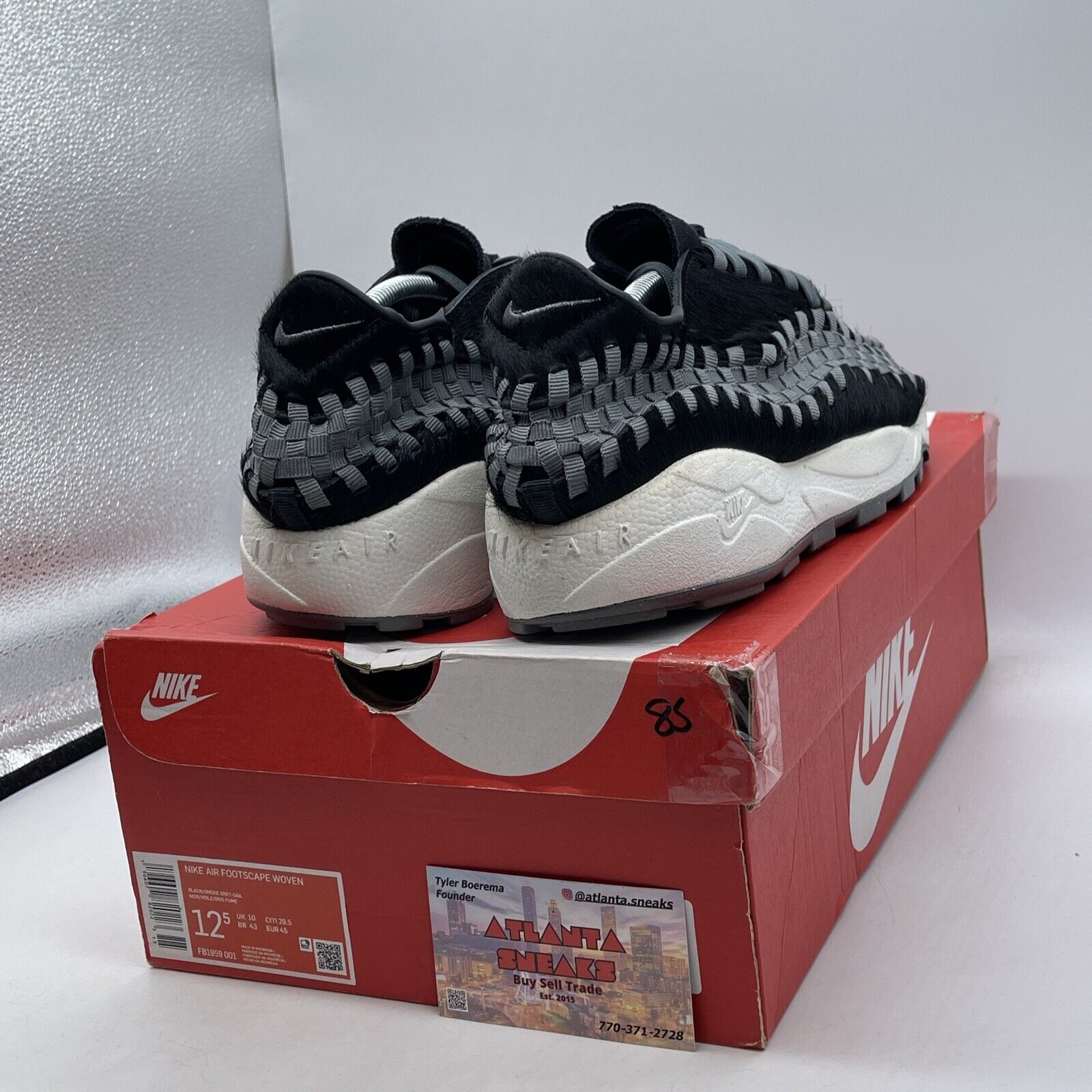 Size 12.5W - Nike Air Footscape Woven Black Smoke Grey Suede (FB1959-001)