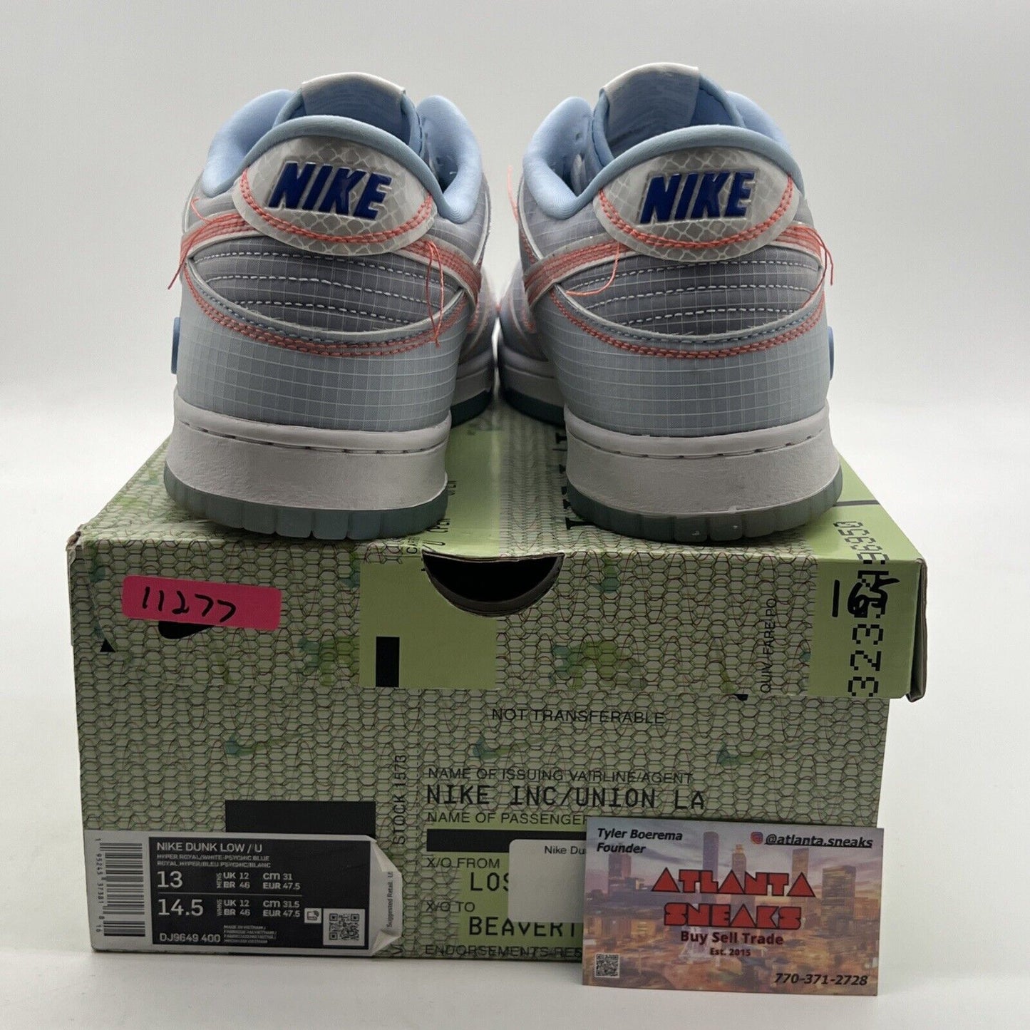 Size 13 - Nike Dunk Low x Union LA Passport Pack - Argon (DJ9649-400)