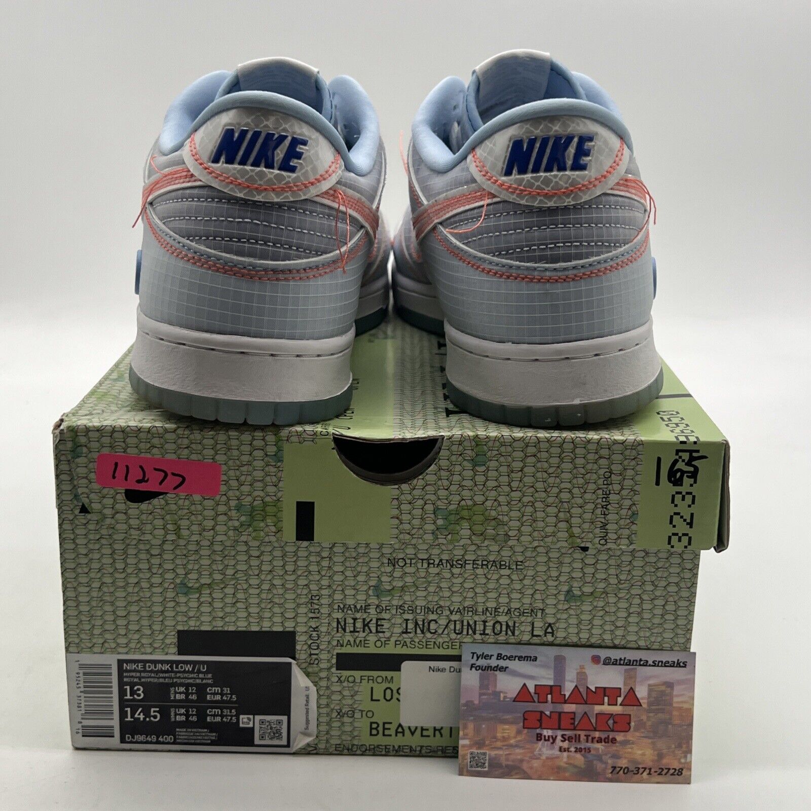 Size 13 - Nike Dunk Low x Union LA Passport Pack - Argon (DJ9649-400)