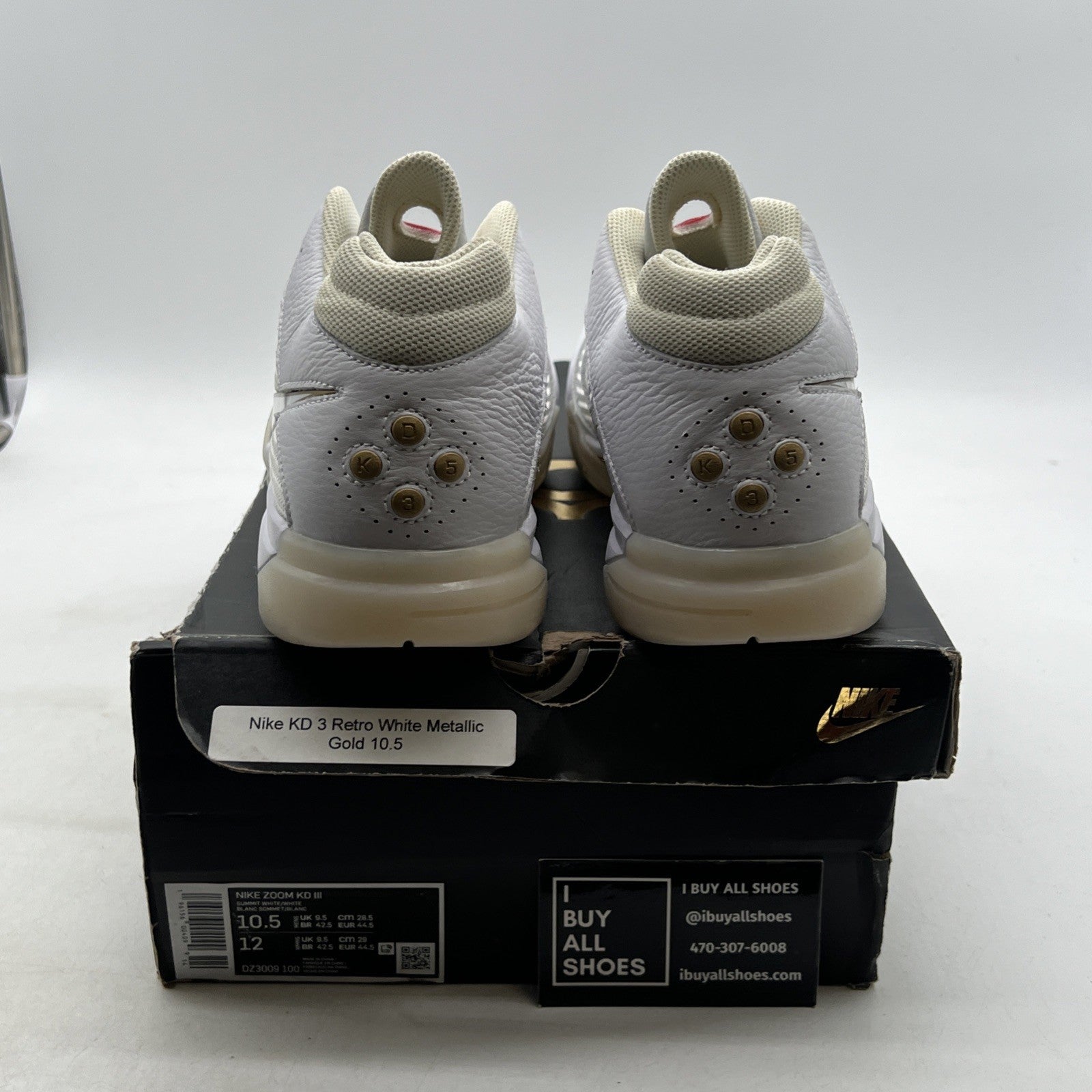 Size 10.5 - Nike Zoom KD 3 White Metallic Gold (DZ3009-100)