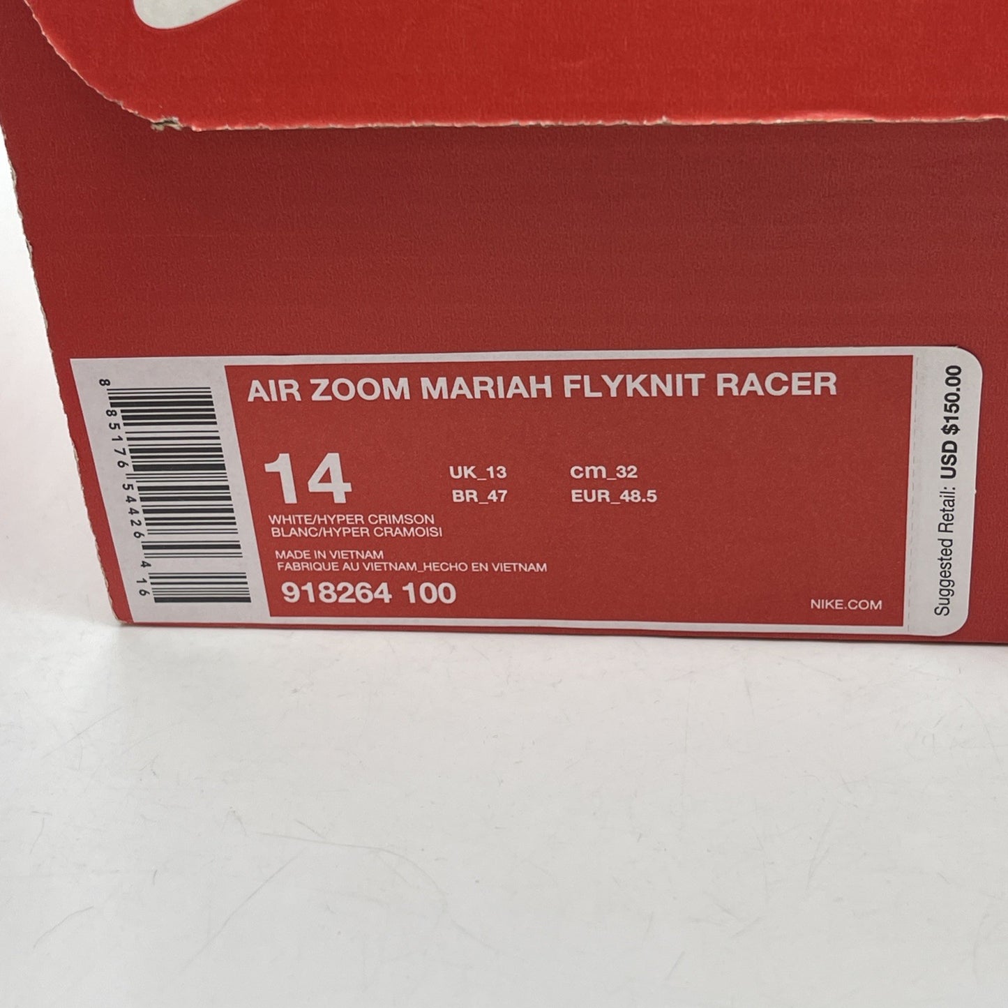 Size 14 - Nike Air Zoom Mariah Flyknit Racer Hyper Crimson Suede (918264-100)