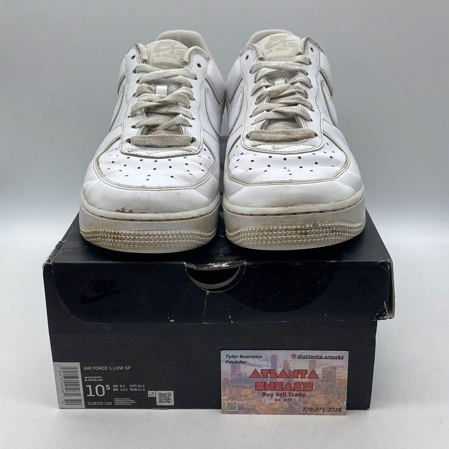 Size 10.5 - Nike Air Force 1 x Supreme Low Box Logo - White Leather (CU9225-100)