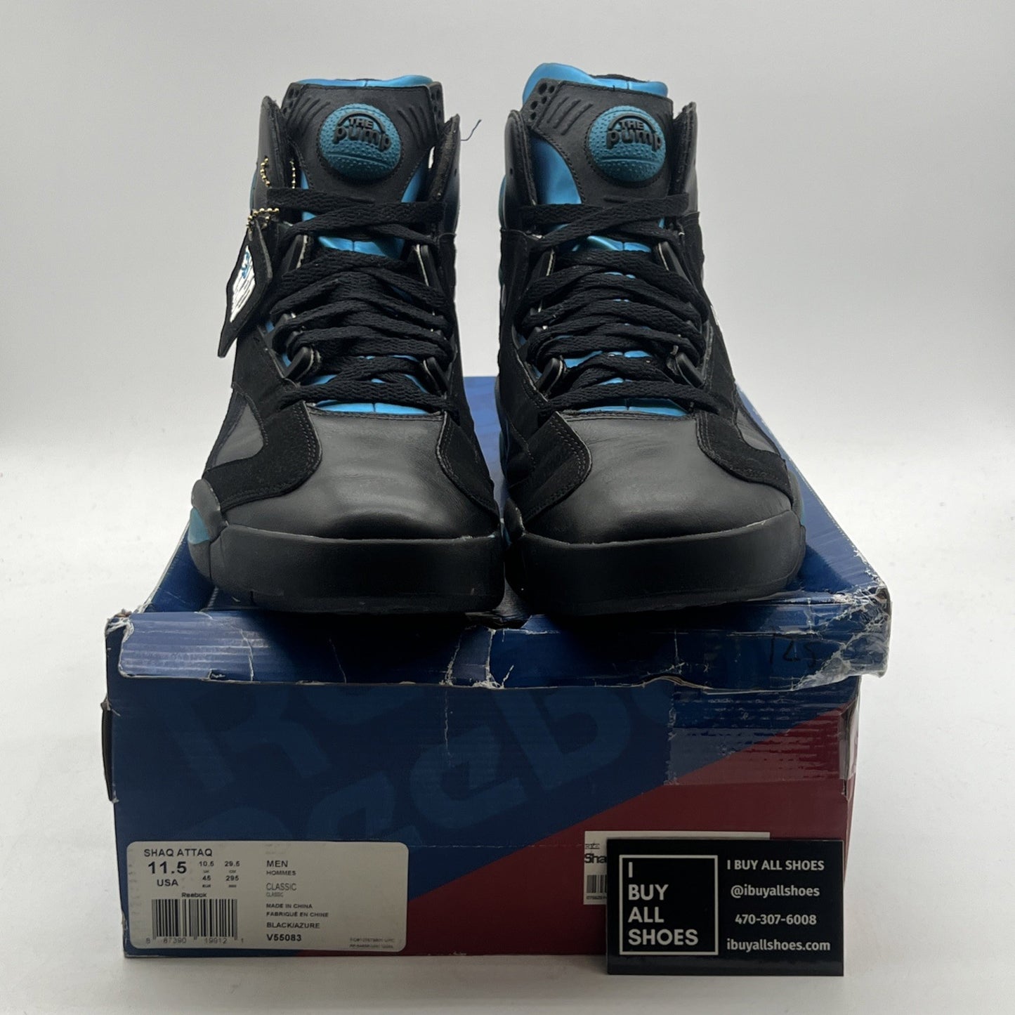 Size 11.5 - Reebok Shaq Attaq 2013 Black Azure (V55083)