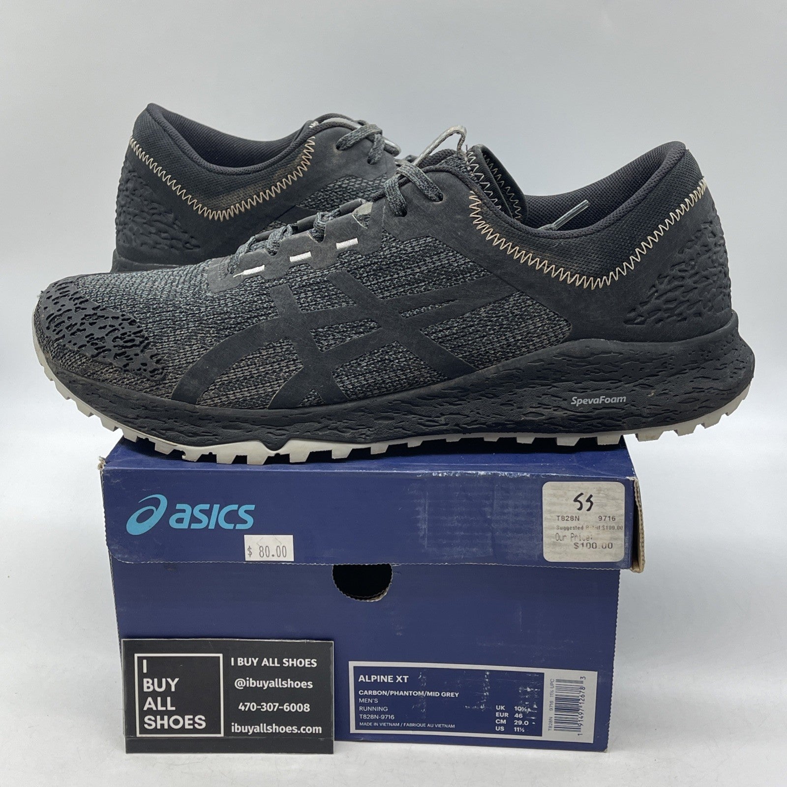 Size 11.5 - Asics Alpine XT Black Gray (T828N-001)