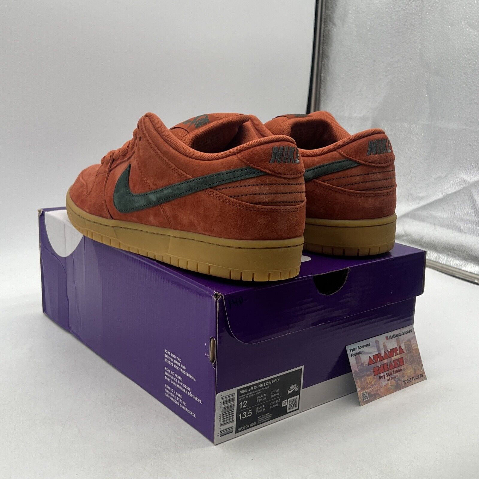 Size 12 - Nike Dunk SB Low Burnt Sunrise Gum Suede Black (HF3704-800)