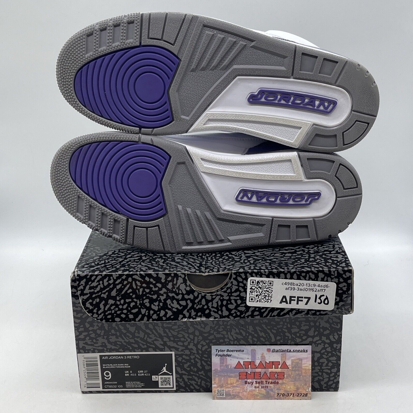 Size 9 - Jordan 3 Retro Mid Dark Iris Grey Suede White Purple (CT8532-105)