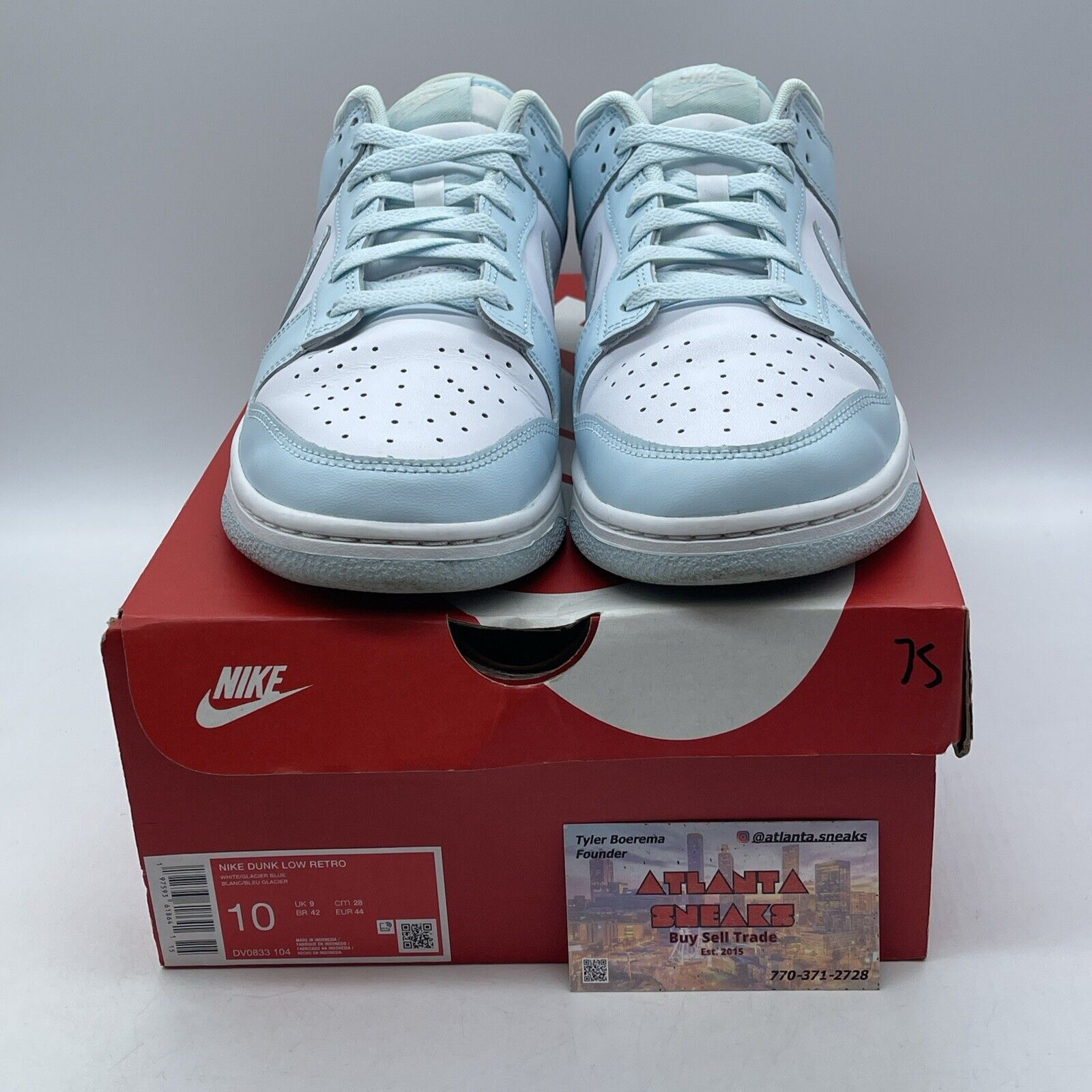 Size 10 - Nike Dunk Low Glacier Blue White Leather (DV0833-104)