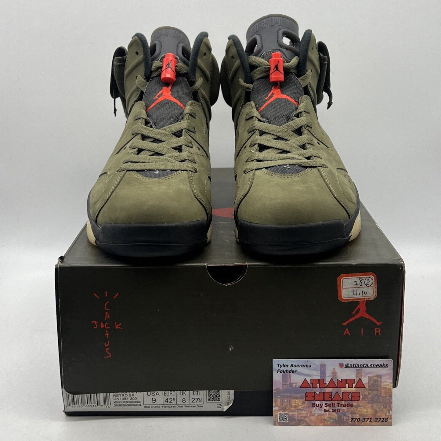 Size 9 - Jordan 6 Retro x Travis Scott Mid Olive Suede (CN1084-200)