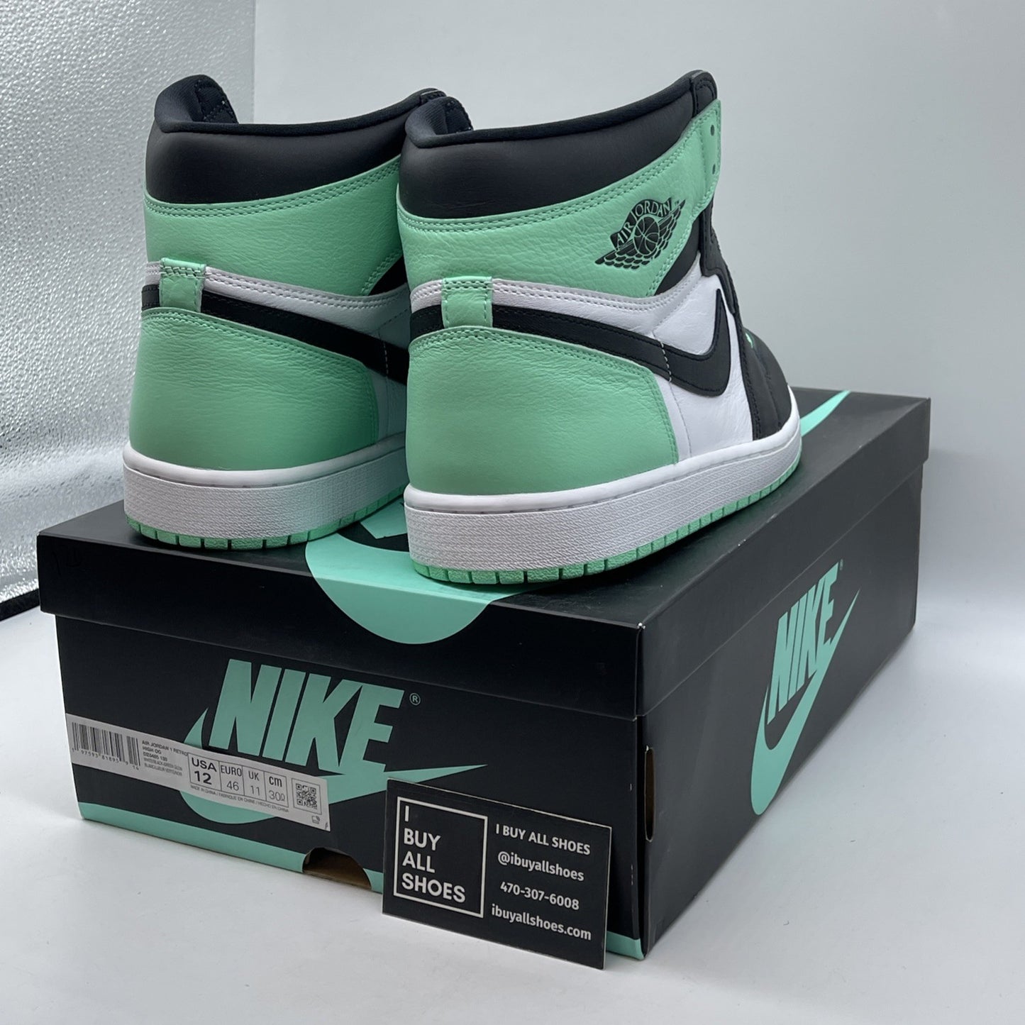 Size 12 - Air Jordan 1 Retro OG High Green Glow White Black (DZ5485-130)
