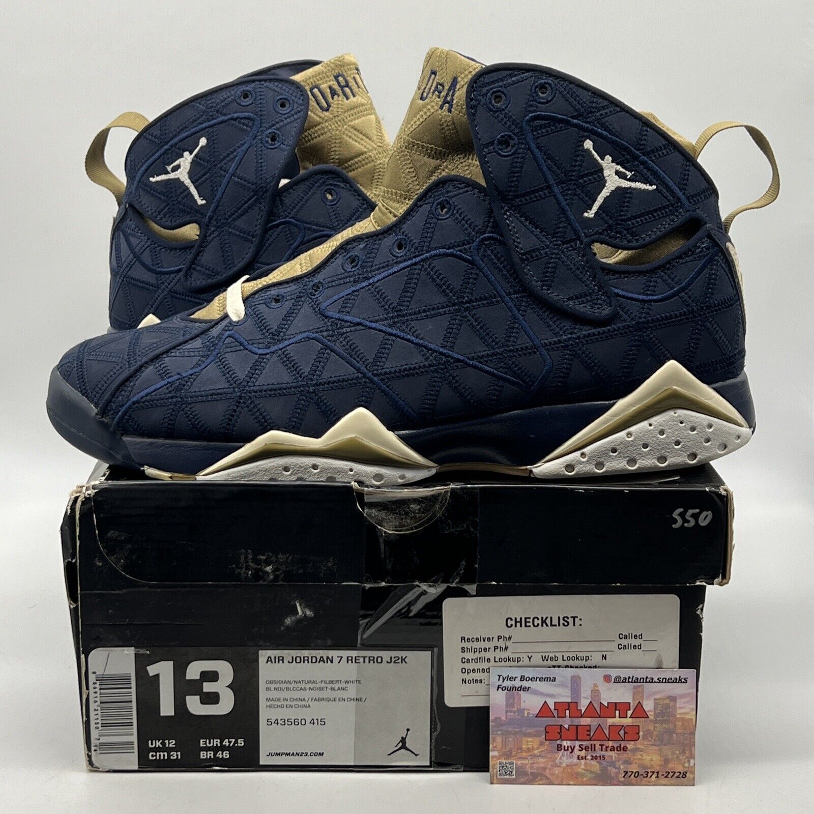 Size 13 - Air Jordan 7 Retro J2K Navy Tan White Suede (543560-414)