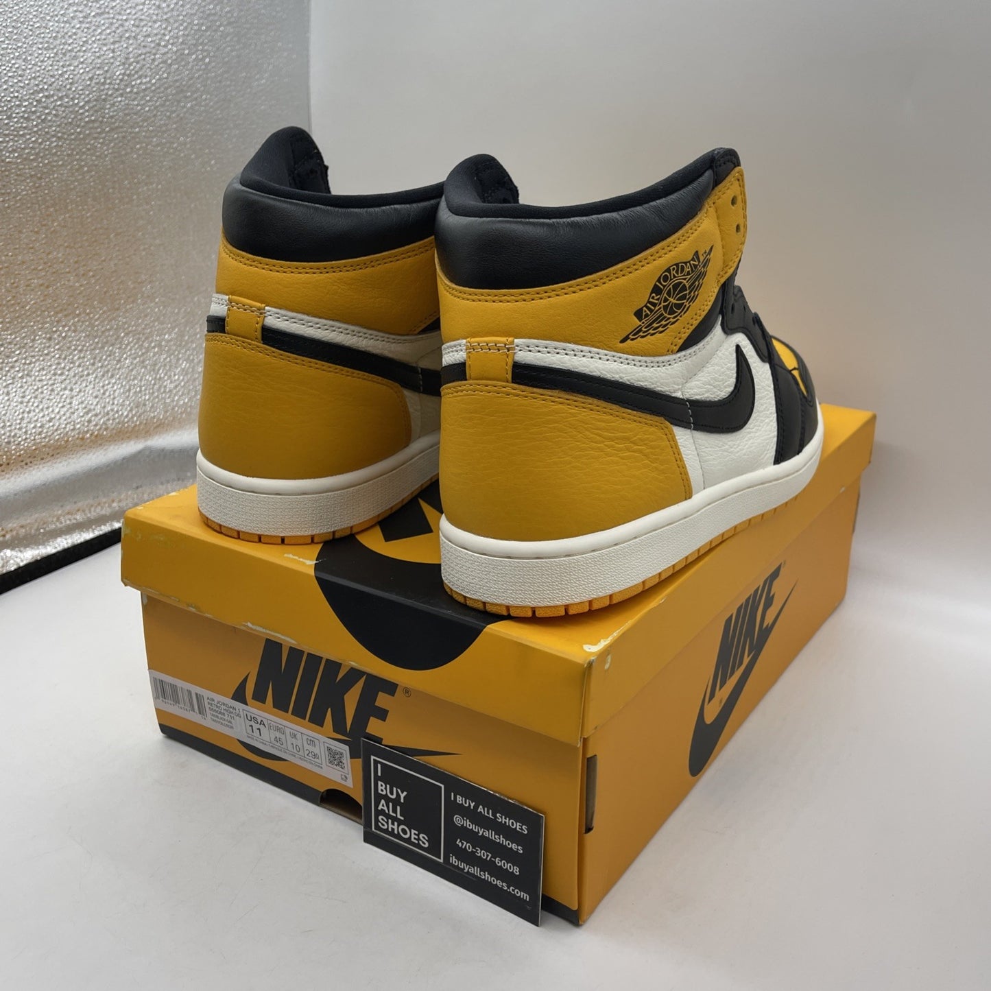 Size 11 - Air Jordan 1 Retro OG High Yellow Toe Black White (555088-711)