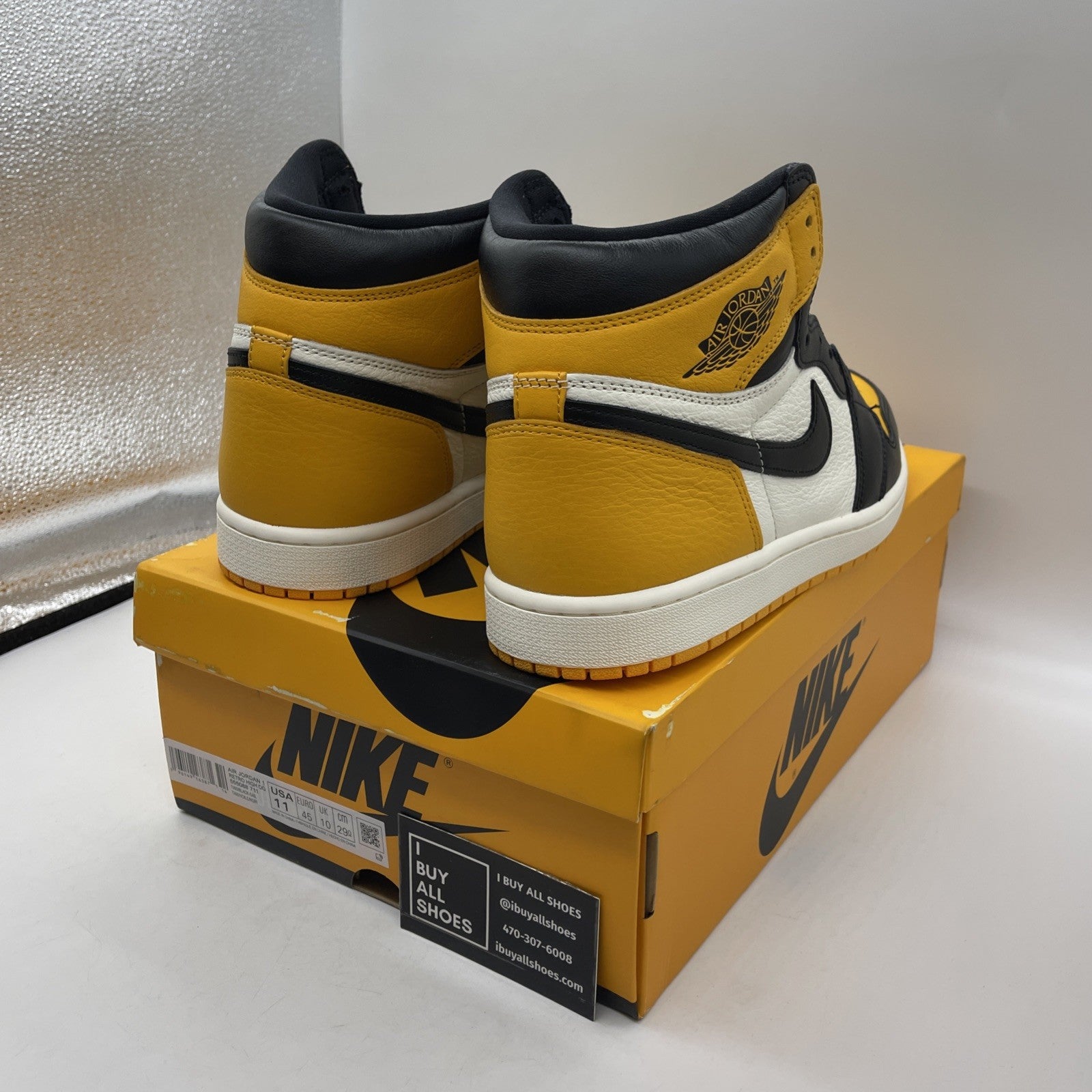 Size 11 - Air Jordan 1 Retro OG High Yellow Toe Black White (555088-711)