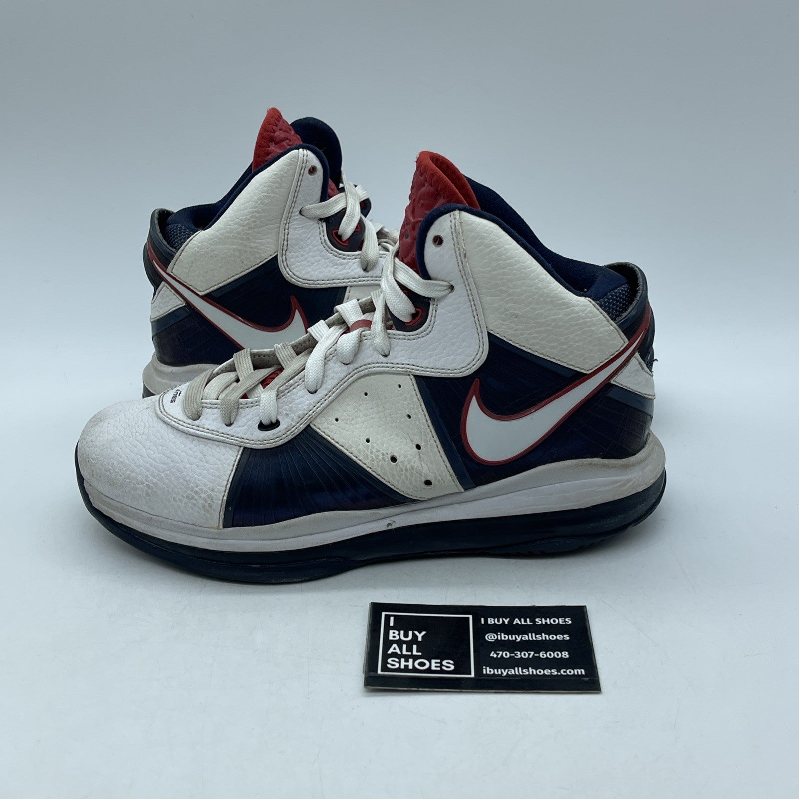 Size 6.5 (GS) - Nike Air Max LeBron VIII Mid Independence Day (415238-100)