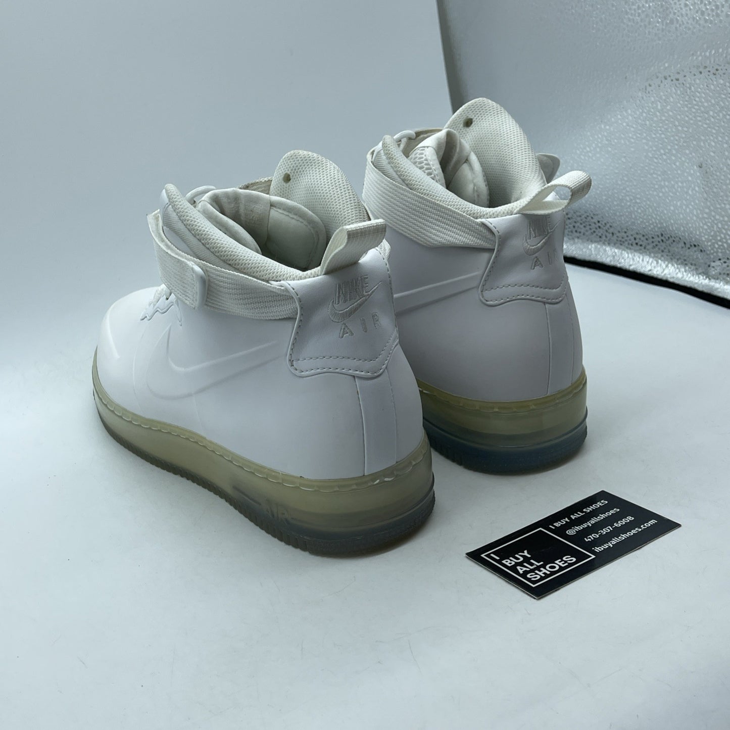 Size 12.5 - Nike Air Force 1 Foamposite Foamposite White Leather (415419-100)
