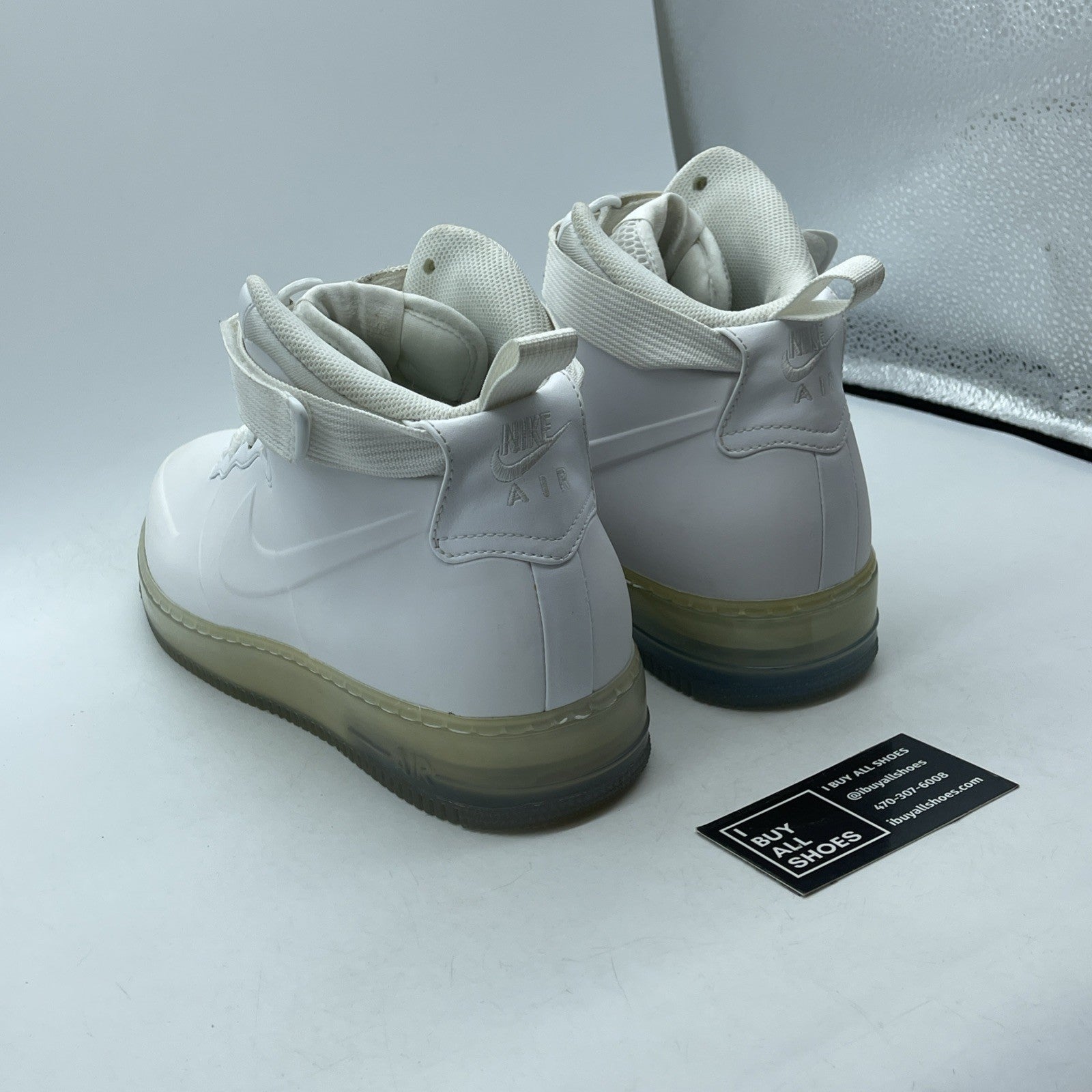 Size 12.5 - Nike Air Force 1 Foamposite Foamposite White Leather (415419-100)