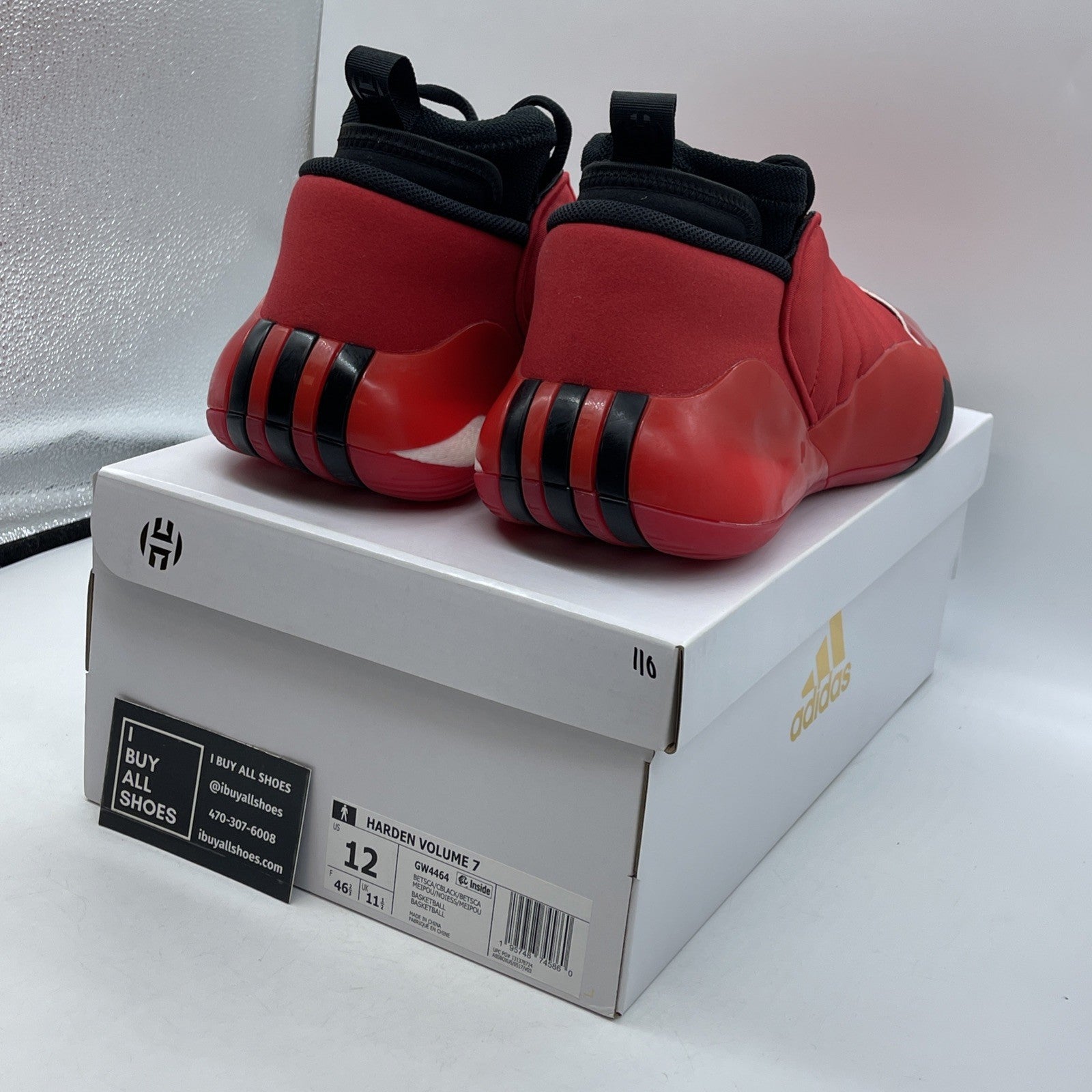 Size 12 - adidas Harden Vol. 7 Scarlet Red Black Suede Leather (GW4464)