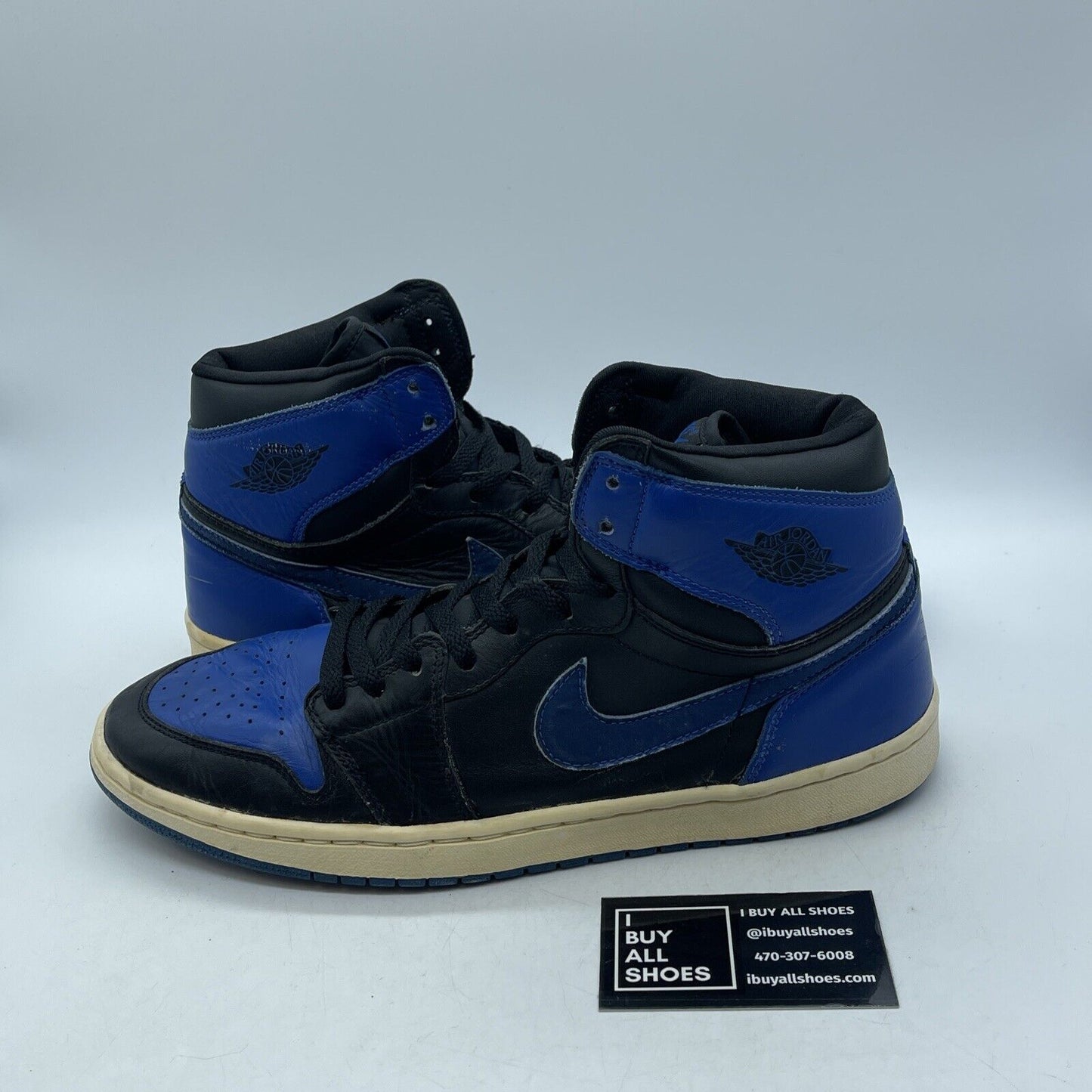 Size 12 - Air Jordan 1 Retro 2001 Royal Blue Black White Leather (136066-041)