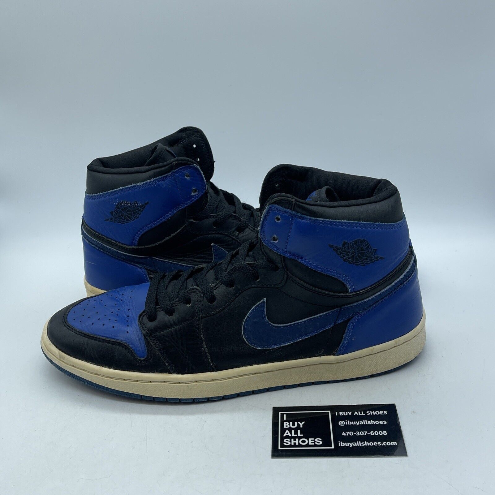 Size 12 - Air Jordan 1 Retro 2001 Royal Blue Black White Leather (136066-041)