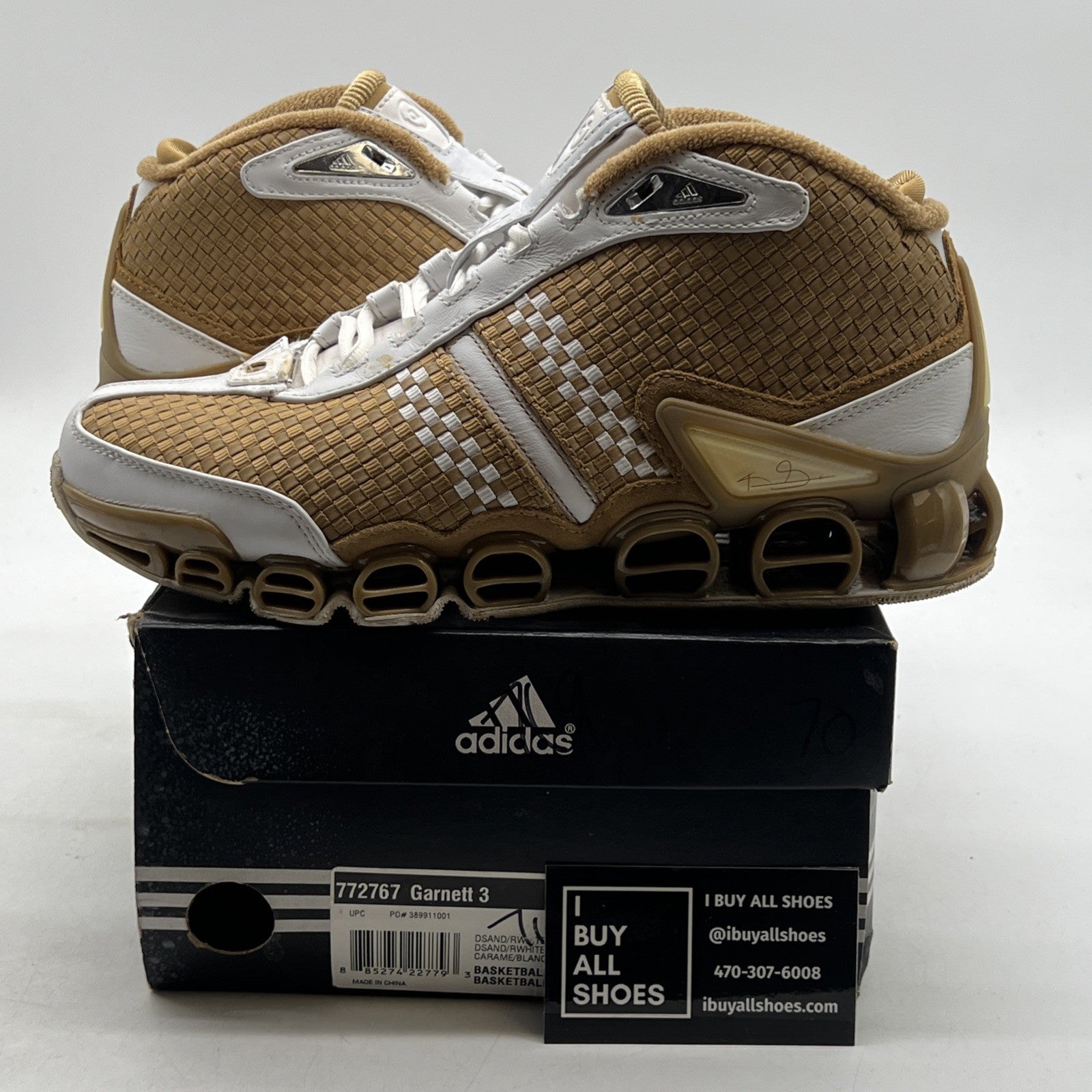 Size 7.5 - Adidas Kevin Garnett 3 Mens White Tan 2006 NBA All-Star (772767)