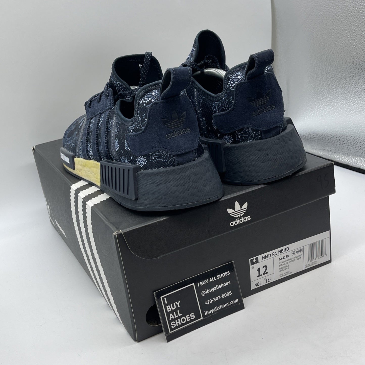 Size 12 - adidas Neighborhood x NMD_R1 Navy Paisley Bandana Suede (GY4158)
