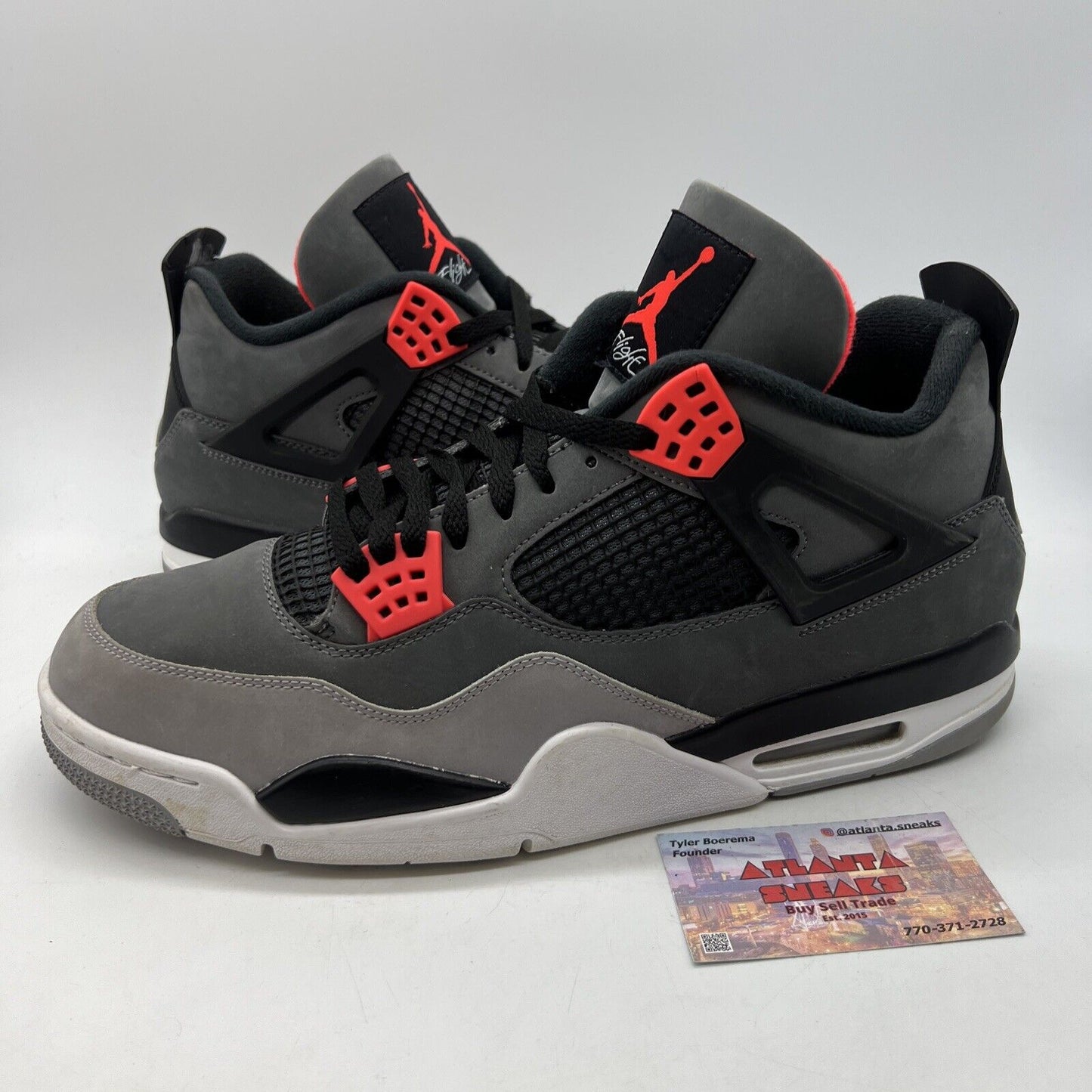 Size 13 - Jordan 4 Retro Mid Infrared White Black Suede (DH6927-061)