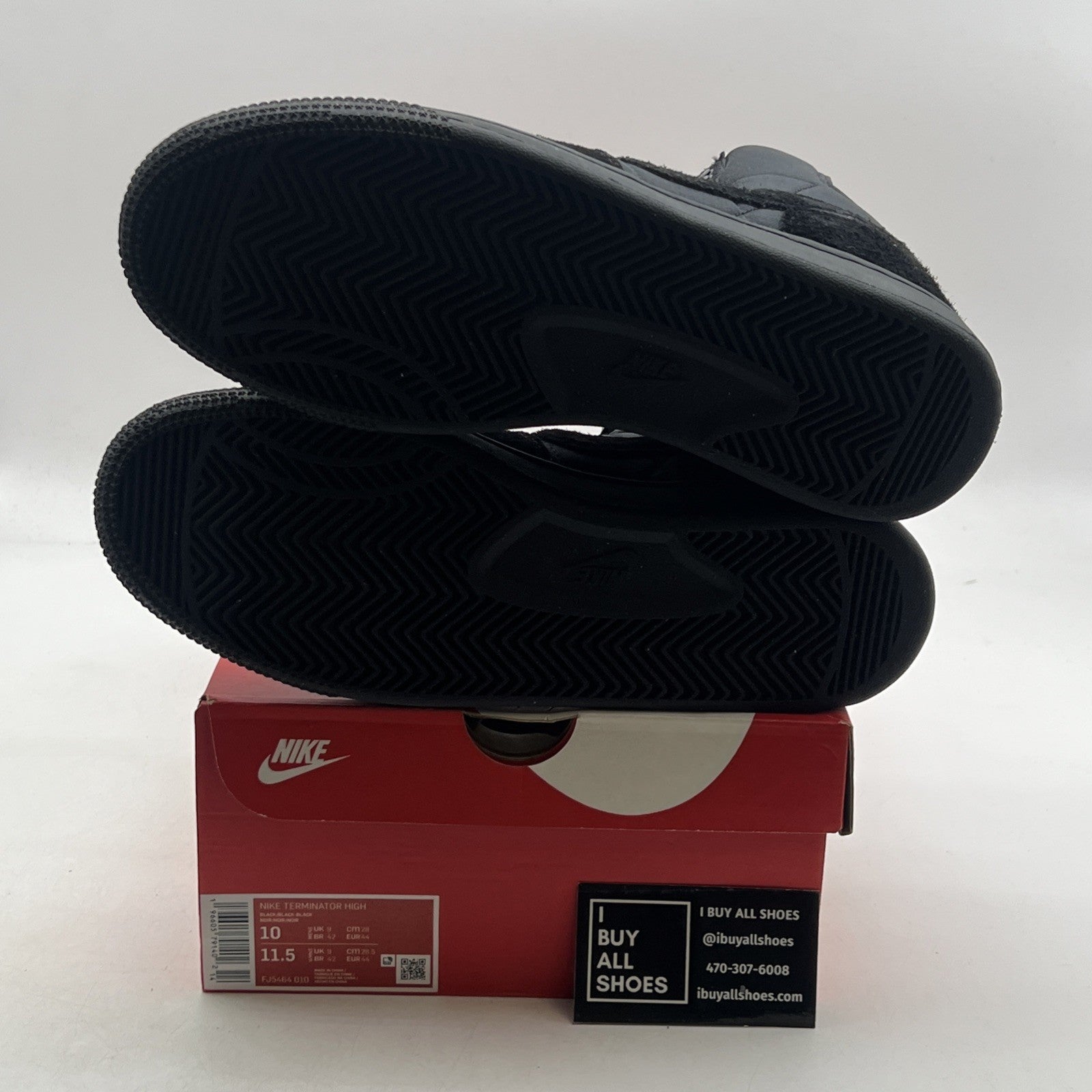 Size 10 - Nike Terminator High Boot Shoe Triple Black Sneaker (FJ5464-010)