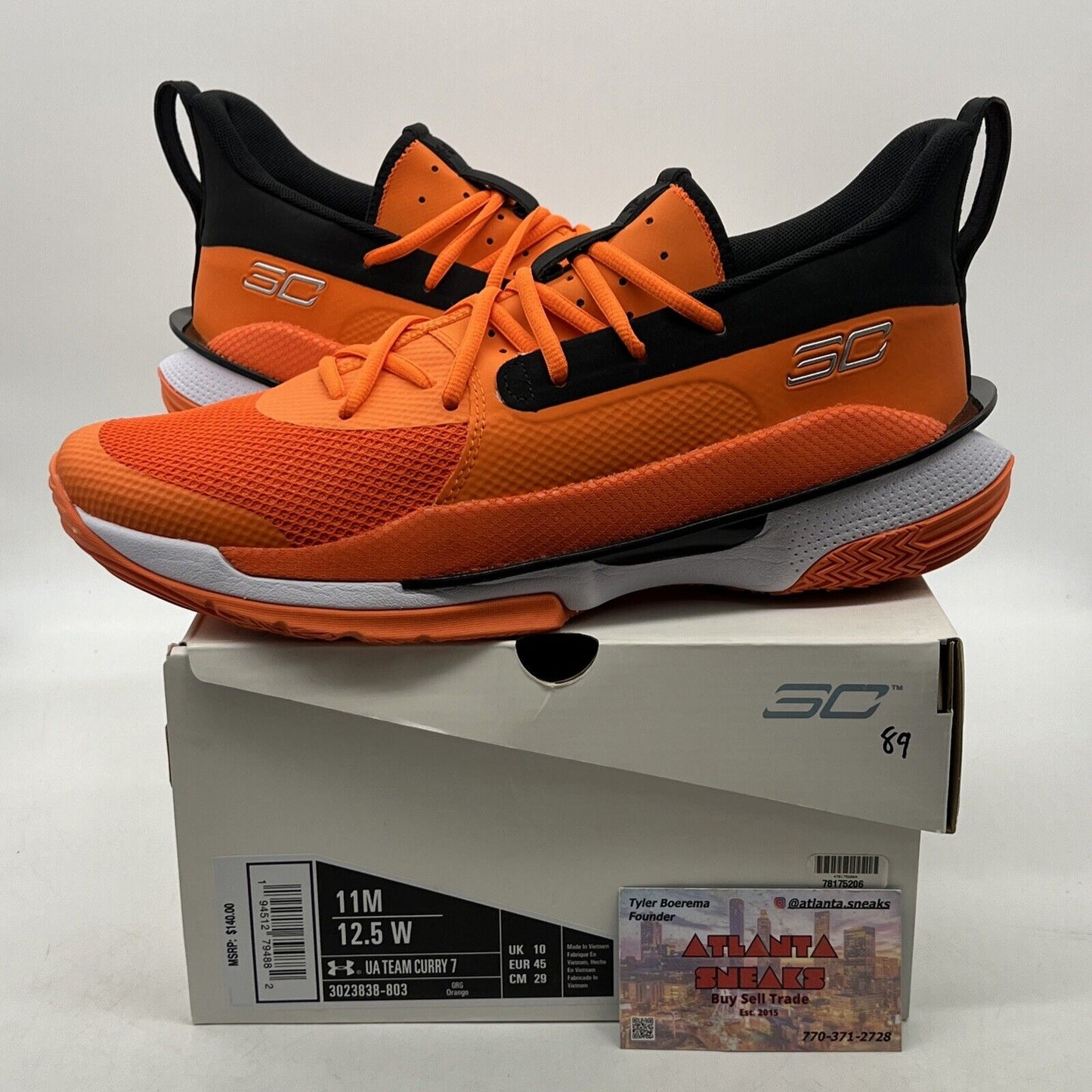 Size 11 - Under Armour Curry 7 Team Team Orange Black White (3023838-803)