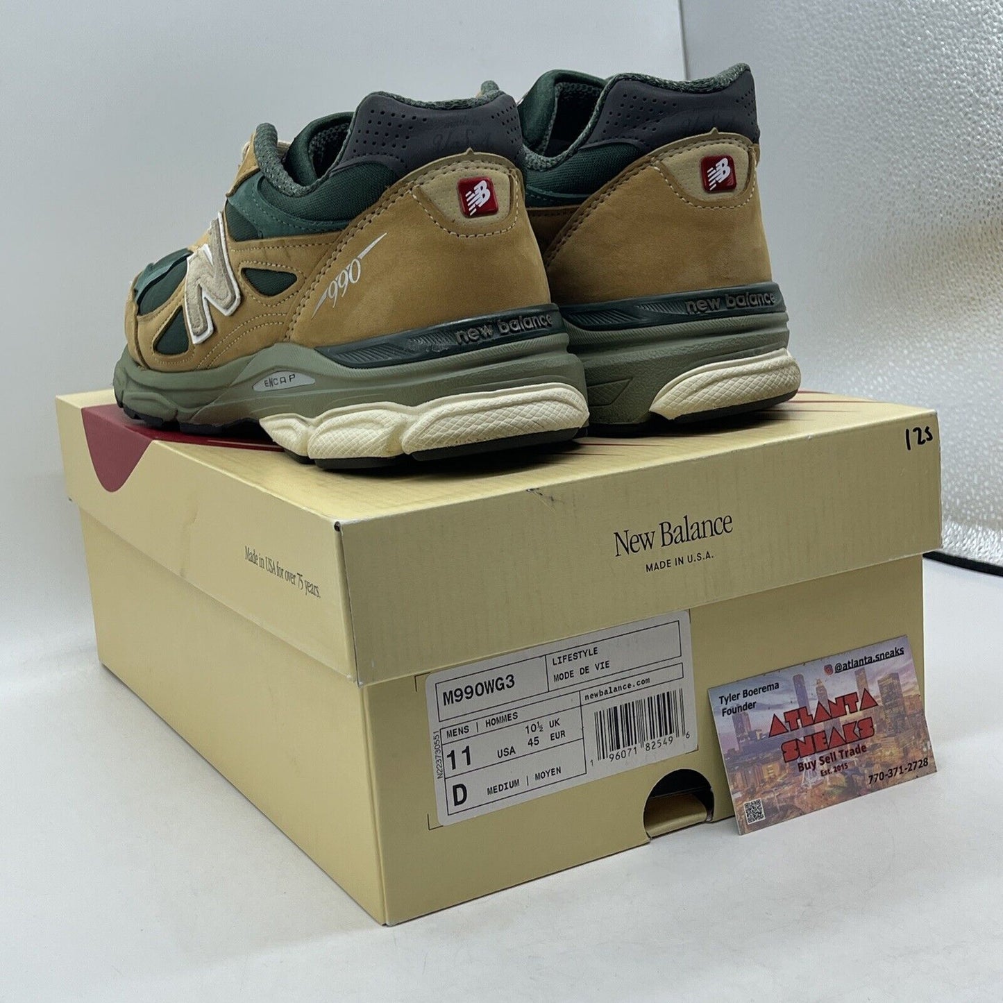 Size 11 - New Balance Teddy Santis x 990v3 Made in USA Tan Green Suede (M990WG3)