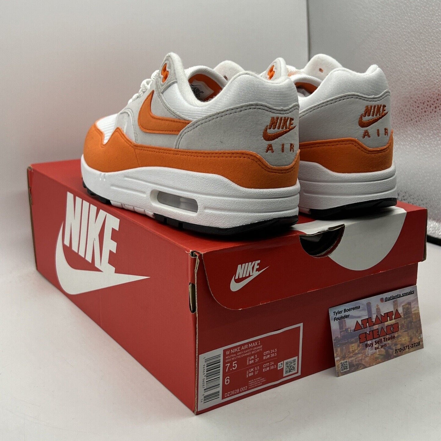 Size 7.5 - Nike Air Max 1 Low Safety Orange