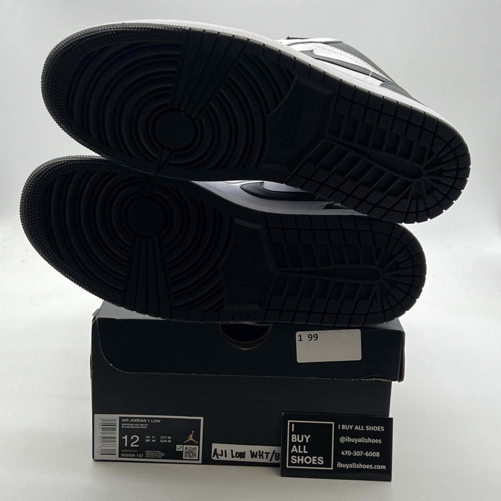 Size 12 - Air Jordan 1 Low White Black (553558-132)