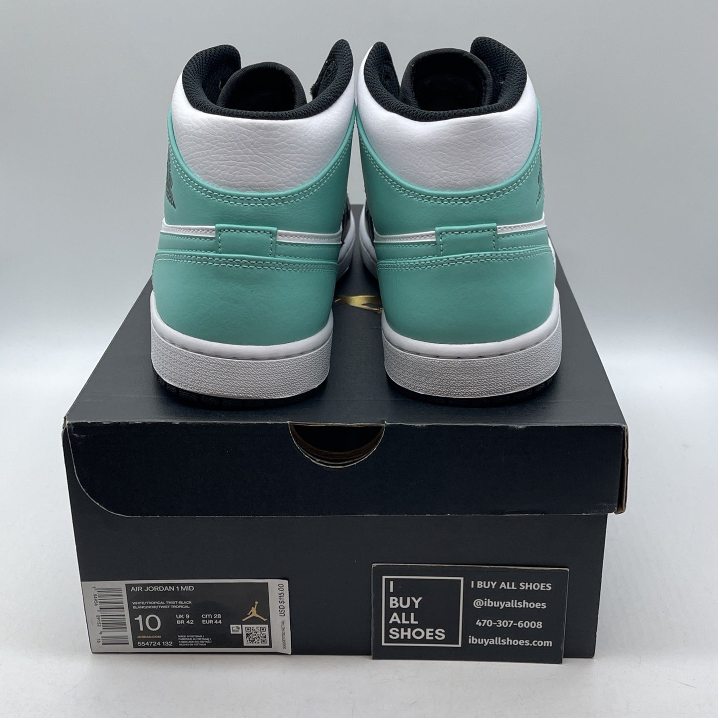 Size 10 - Air Jordan 1 Mid Tropical Twist White Blue Leather (554724-132)