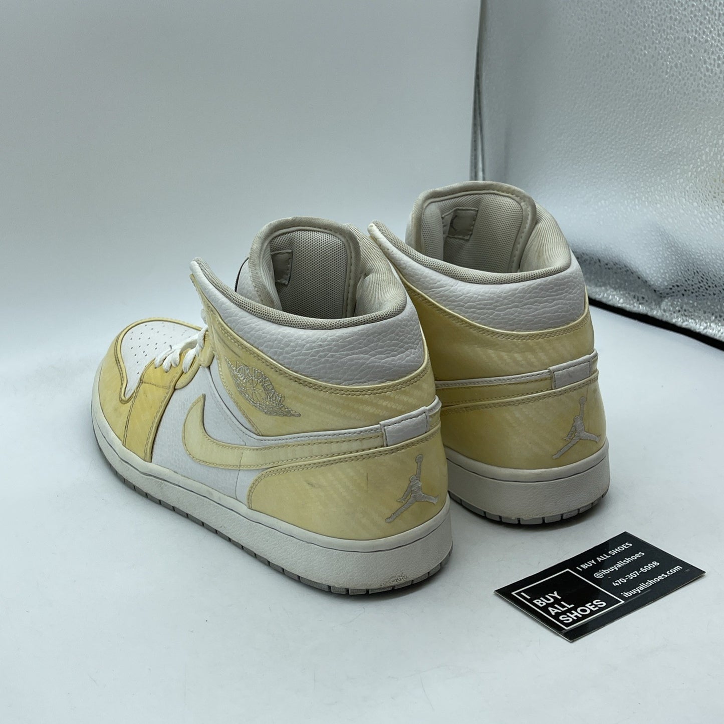 Size 12 - Air Jordan 1 Phat White Wolf Grey Yellow Leather (364770-102)
