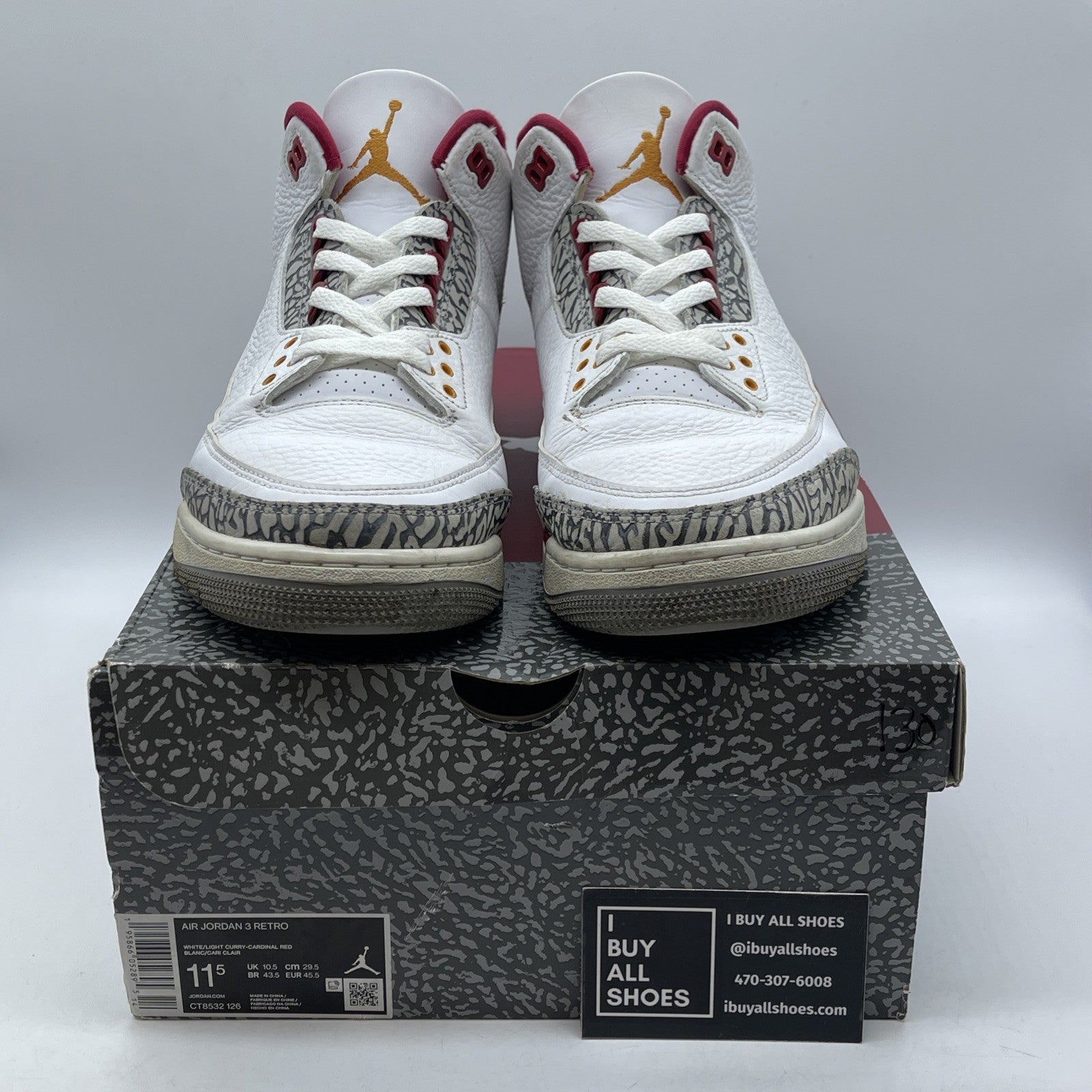 Size 11.5 - Jordan 3 Retro Mid Cardinal Red White Grey Leather (CT8532-126