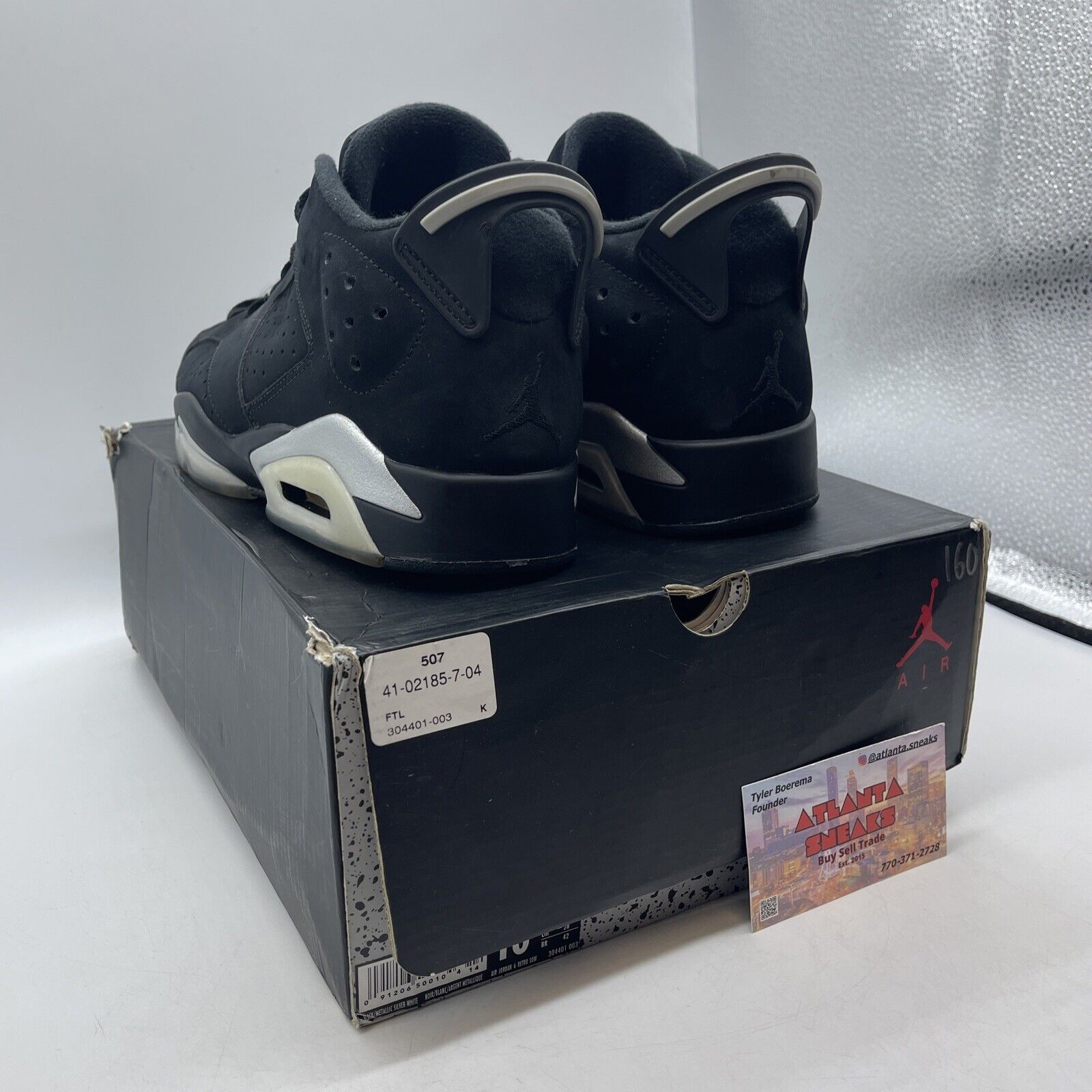 Size 10 - Air Jordan 6 Retro Low Chrome Black (304401-003)